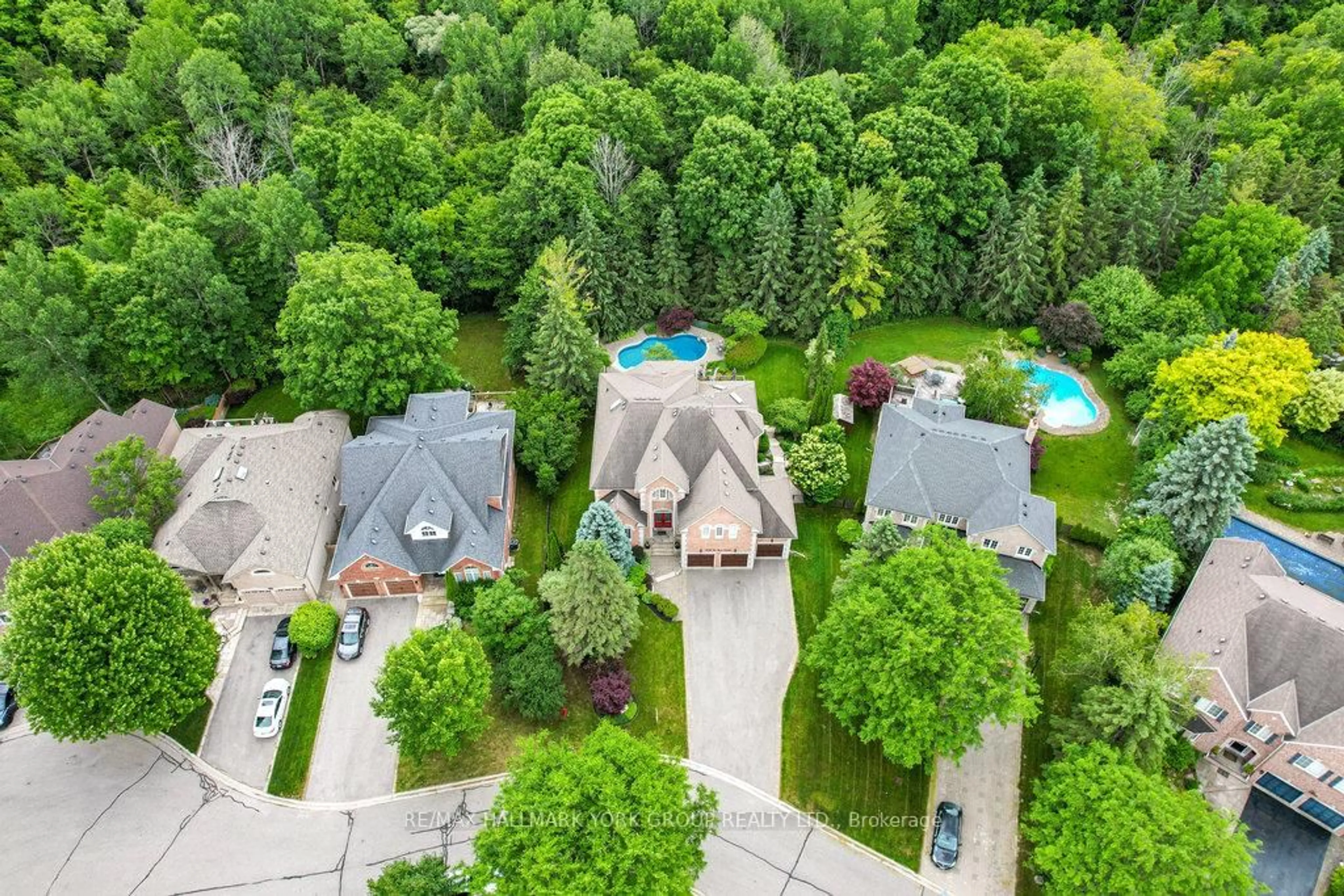 A pic from outside/outdoor area/front of a property/back of a property/a pic from drone, forest/trees view for 1032 Sir Ivor Crt, Newmarket Ontario L3X 1M1