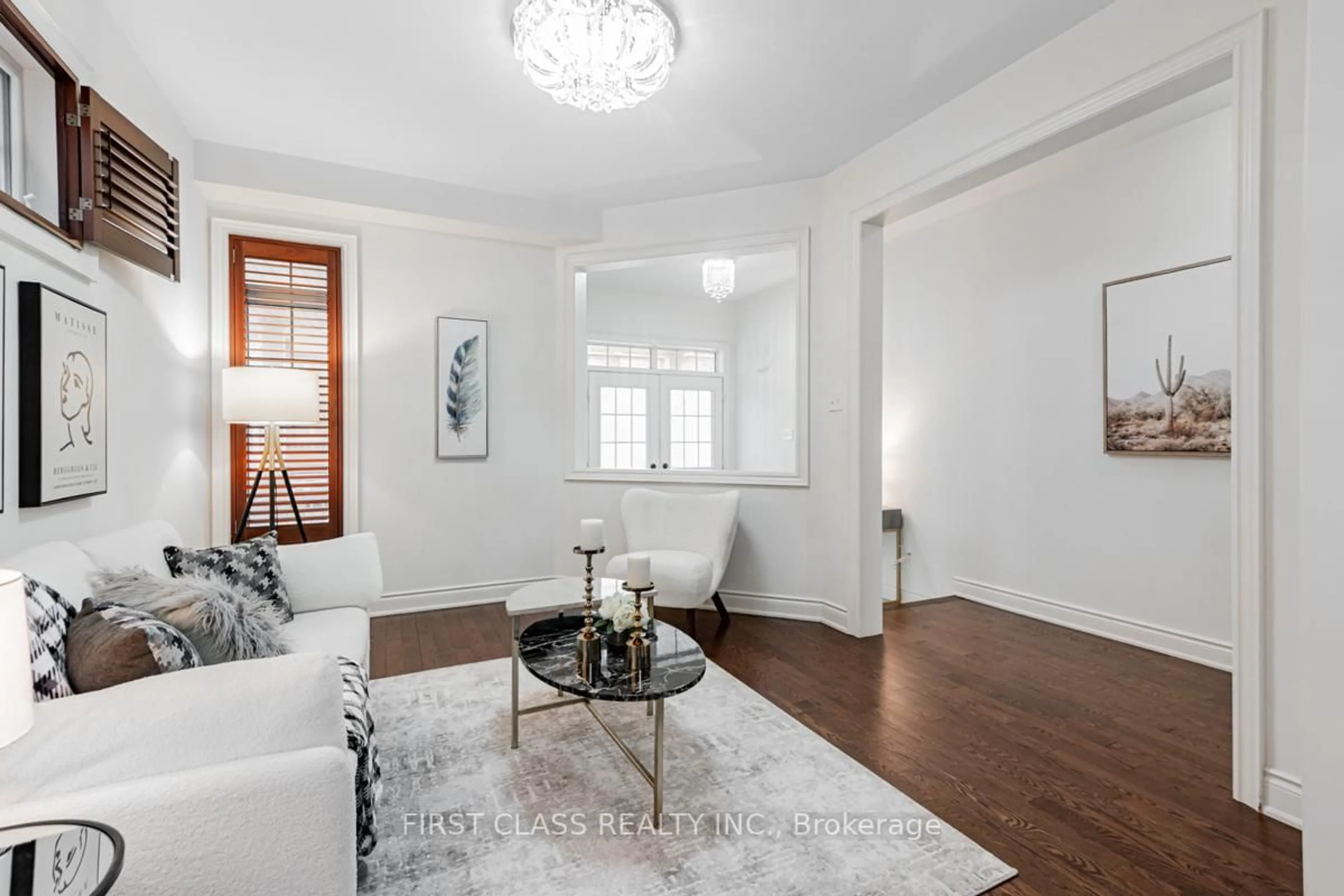 Living room with furniture, wood/laminate floor for 15 Hua Du Ave, Markham Ontario L6C 0T2