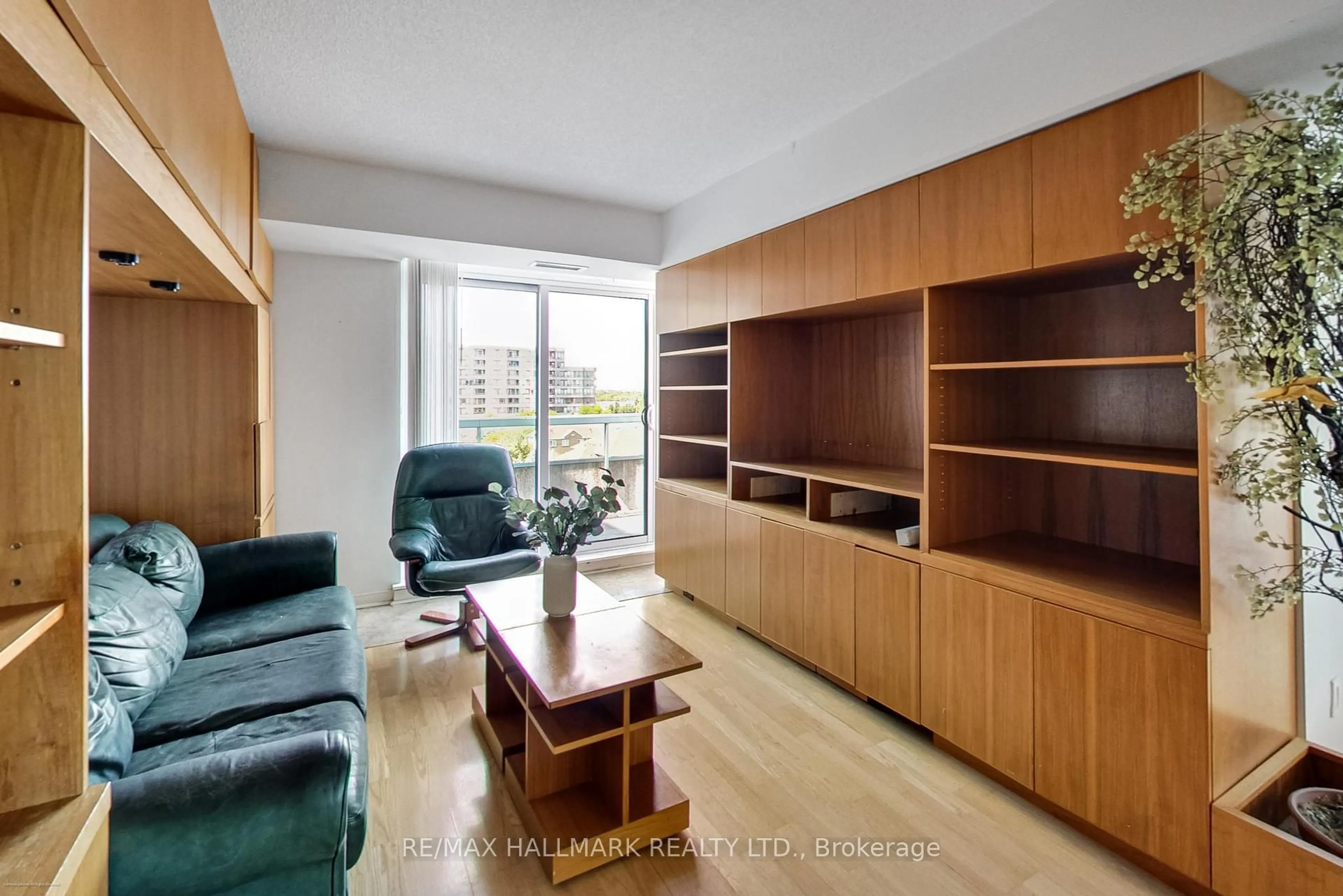 Living room with furniture, wood/laminate floor for 5 Emerald Lane #702, Vaughan Ontario L4J 8P7
