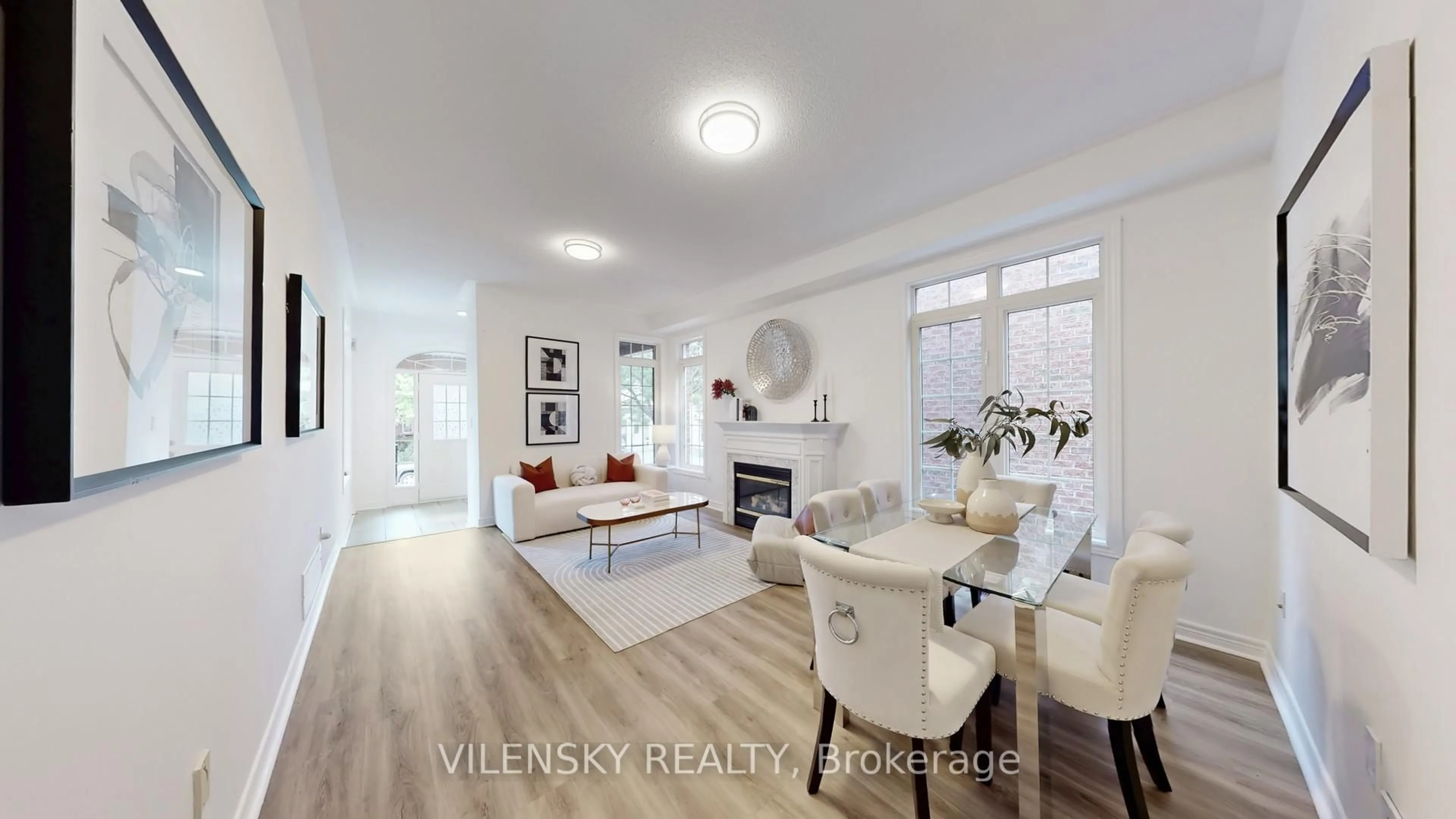 Living room with furniture, wood/laminate floor for 37 Balsamwood Rd, Vaughan Ontario L4J 9E2