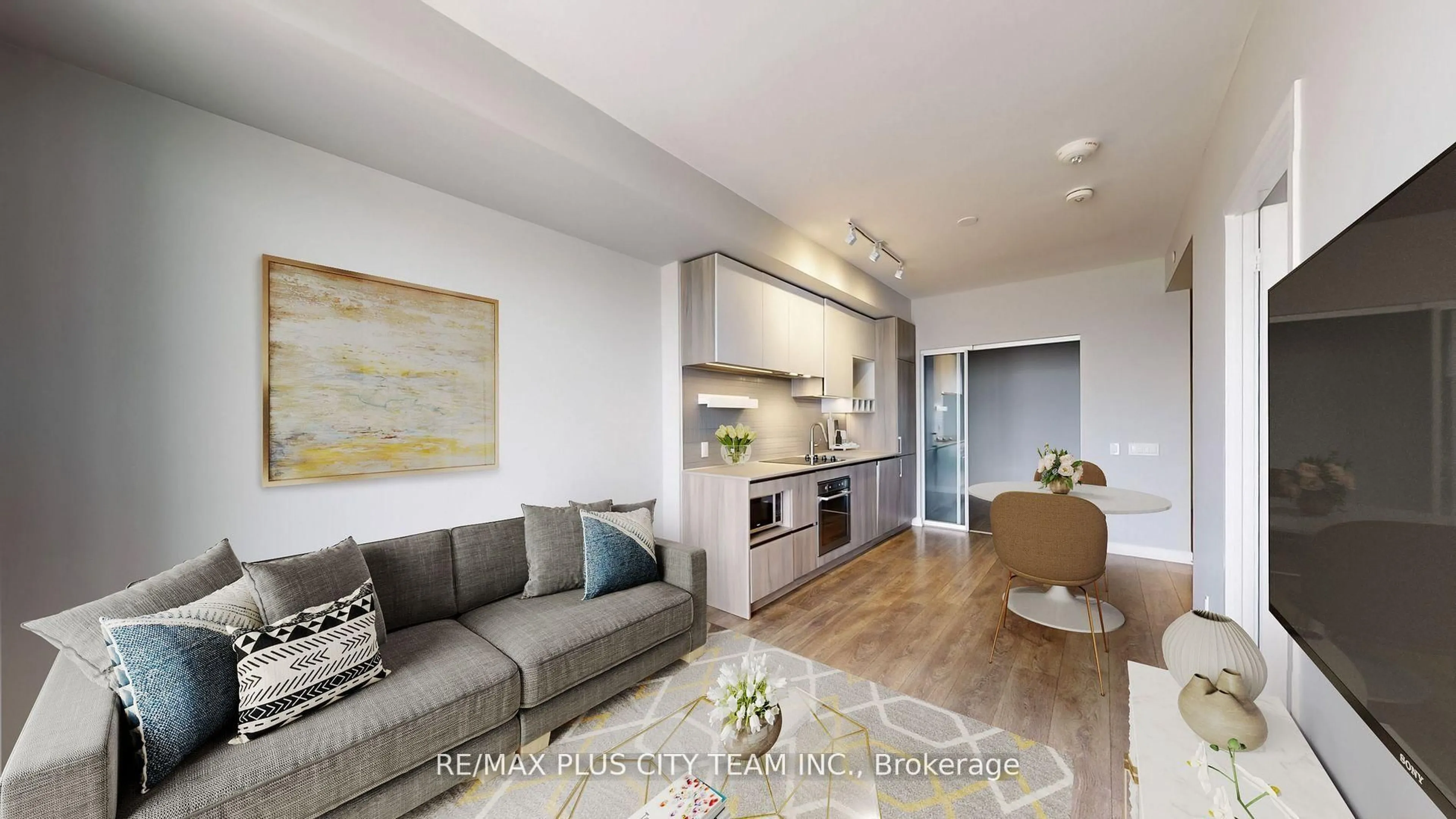 Open concept kitchen, wood/laminate floor for 950 Portage Pkwy #4215, Vaughan Ontario L4K 0J7