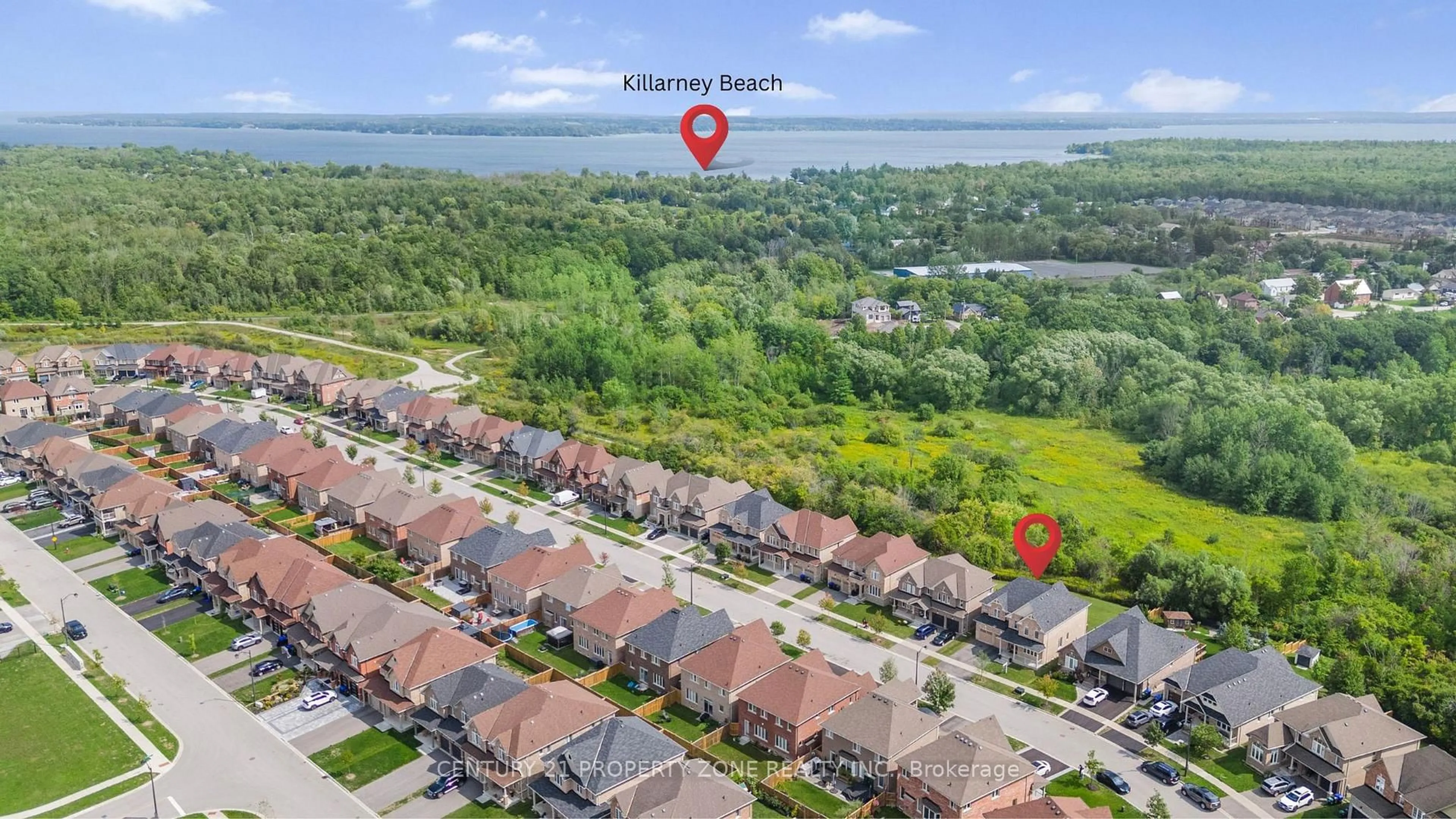 A pic from outside/outdoor area/front of a property/back of a property/a pic from drone, water/lake/river/ocean view for 919 Green St, Innisfil Ontario L0L 1W0
