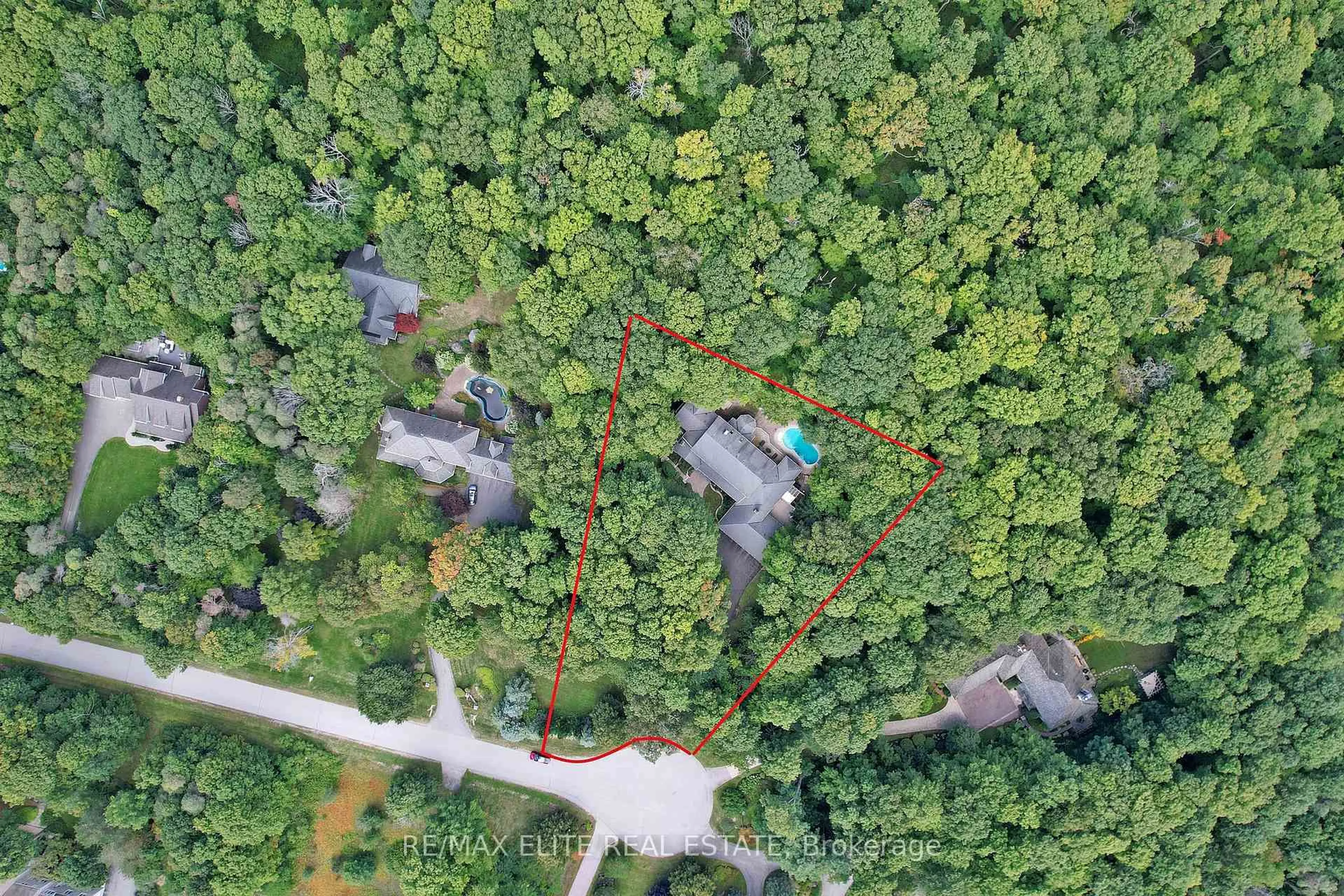 A pic from outside/outdoor area/front of a property/back of a property/a pic from drone, forest/trees view for 18 Blue Ridge Tr, Whitchurch-Stouffville Ontario L3Y 4W1