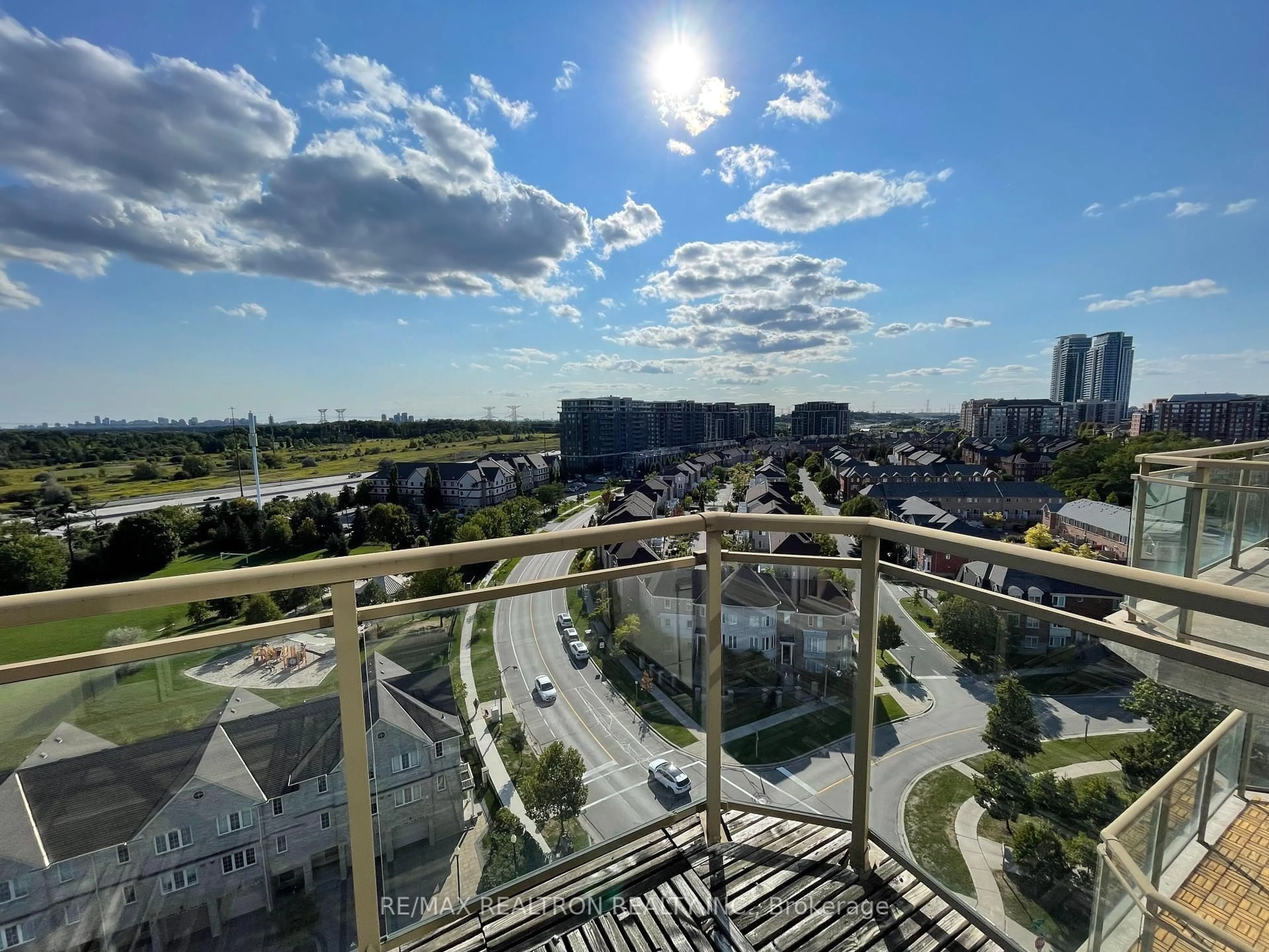 A pic from outside/outdoor area/front of a property/back of a property/a pic from drone, city buildings view from balcony for 399 South Park Rd #1503, Markham Ontario L3T 7W6