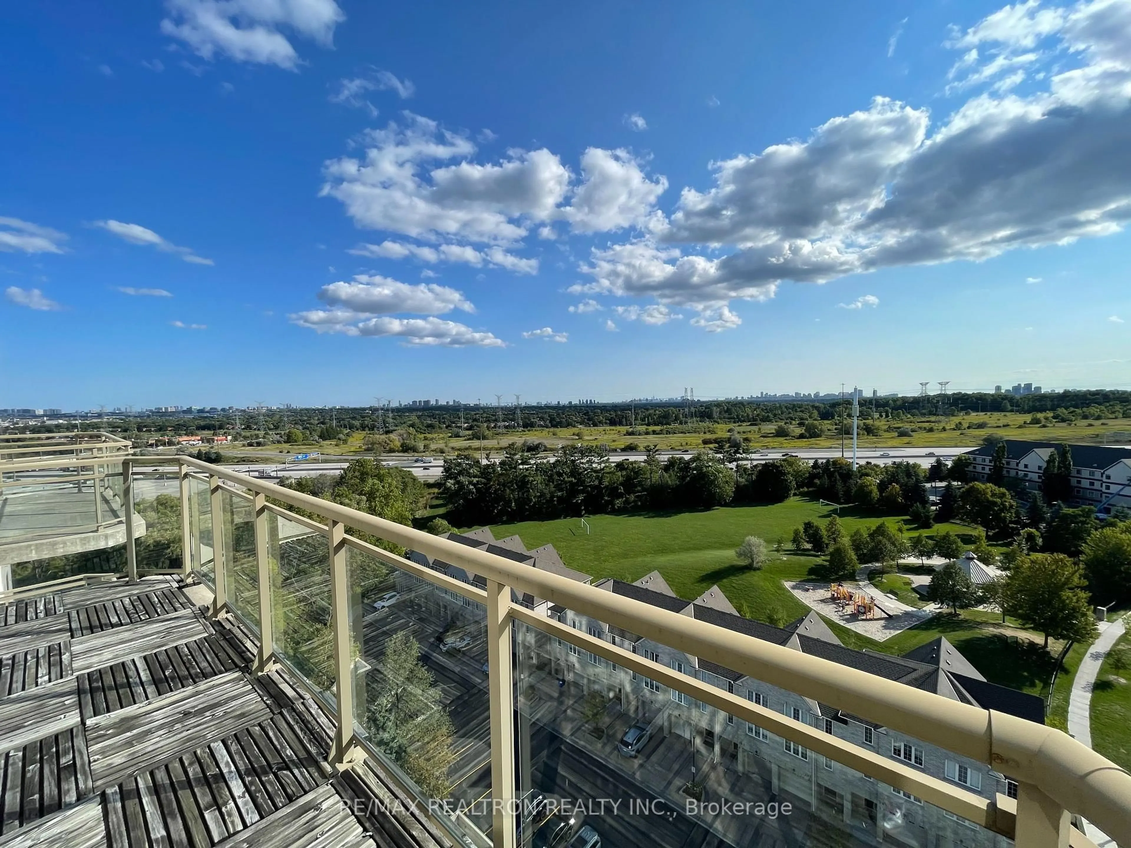 A pic from outside/outdoor area/front of a property/back of a property/a pic from drone, city buildings view from balcony for 399 South Park Rd #1503, Markham Ontario L3T 7W6