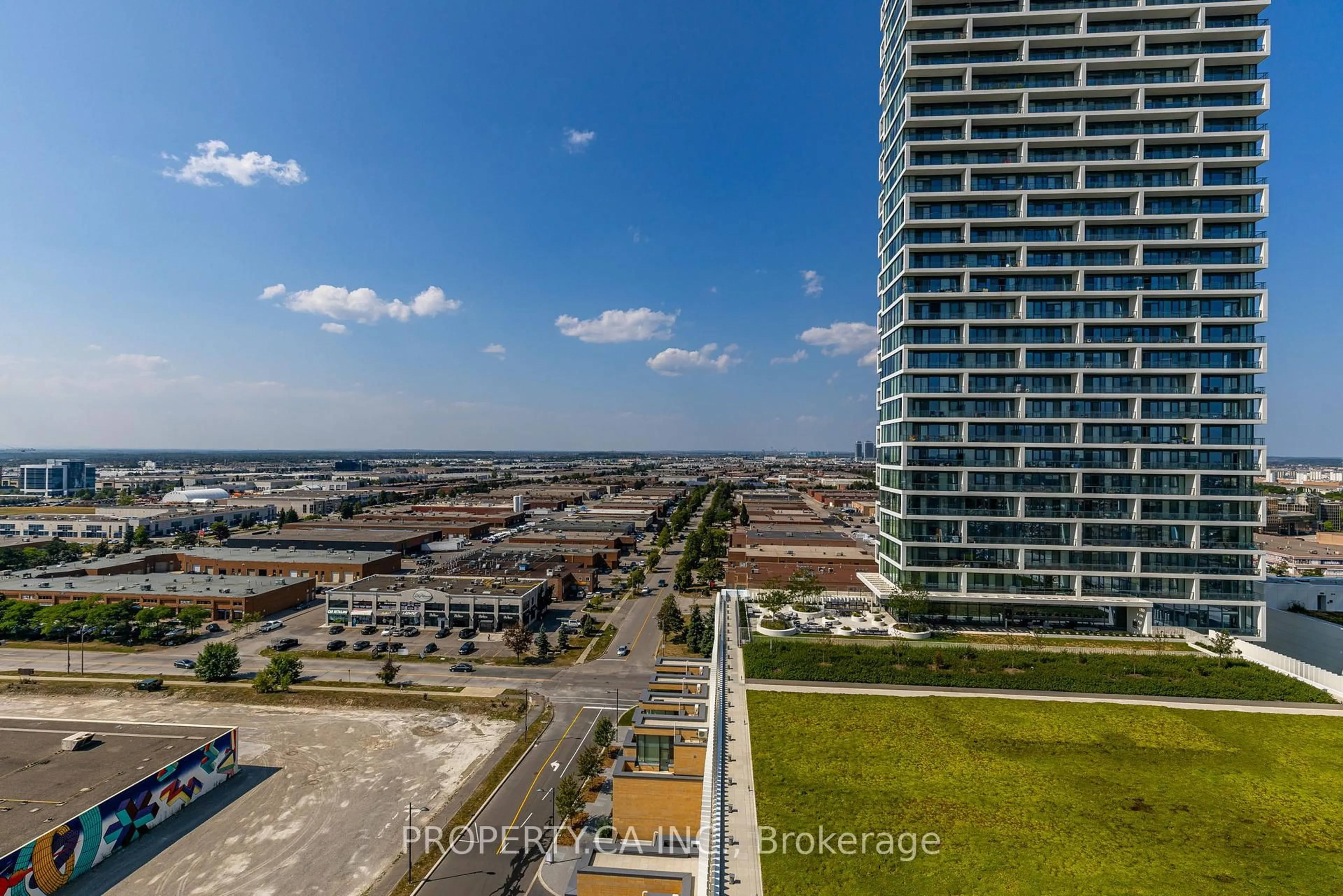A pic from outside/outdoor area/front of a property/back of a property/a pic from drone, city buildings view from balcony for 5 Buttermill Ave #1711, Vaughan Ontario L5W 1B6