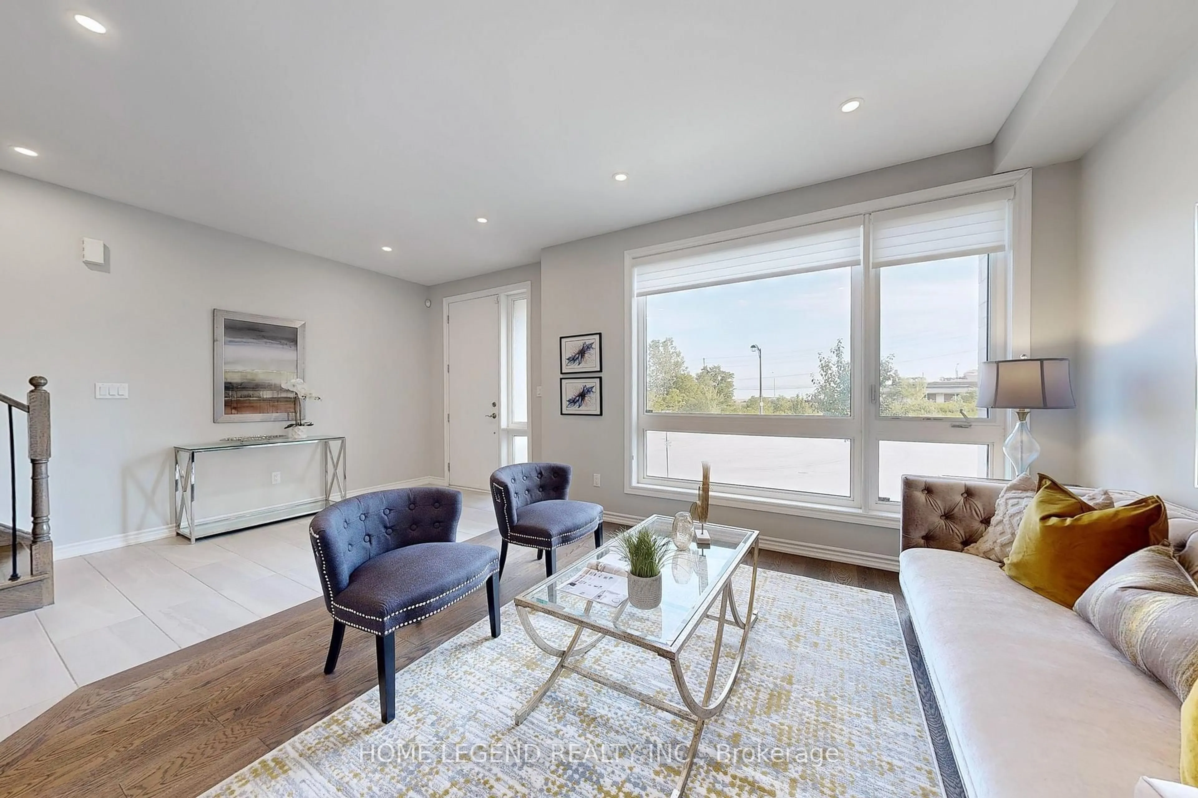 Living room with furniture, wood/laminate floor for 28 Concetta Conte Ave, Markham Ontario L6C 0Z5