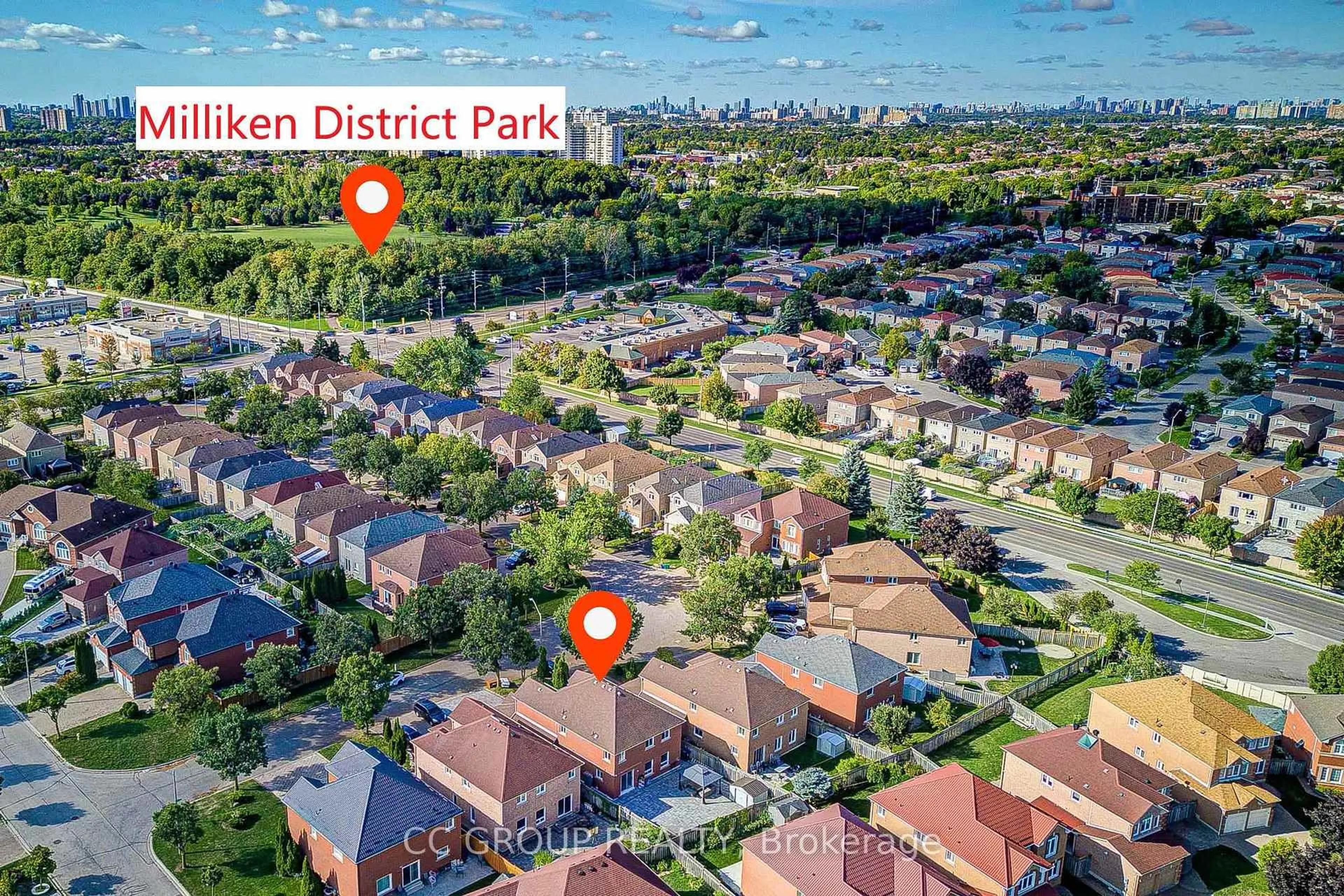A pic from outside/outdoor area/front of a property/back of a property/a pic from drone, street for 133 Joycedale St, Markham Ontario L3S 3L8
