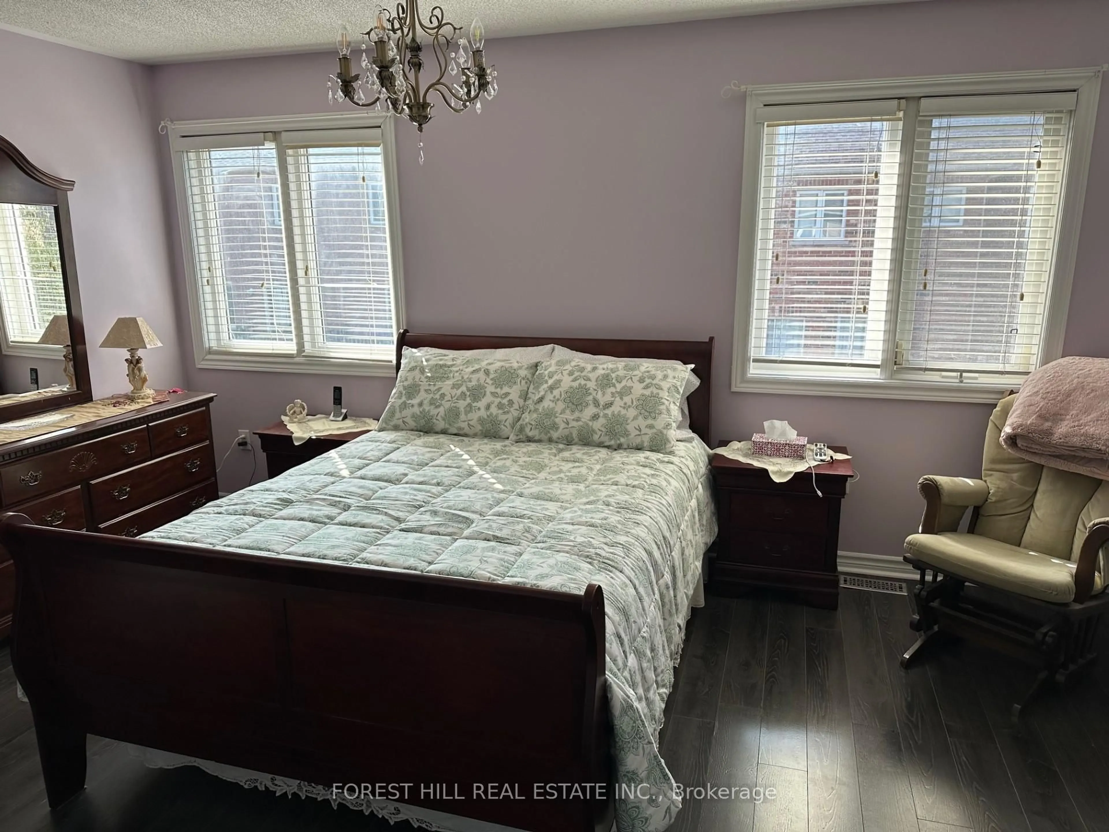 Bedroom with bed, wood/laminate floor for 43 Park Place Dr, Markham Ontario L6E 1Z9