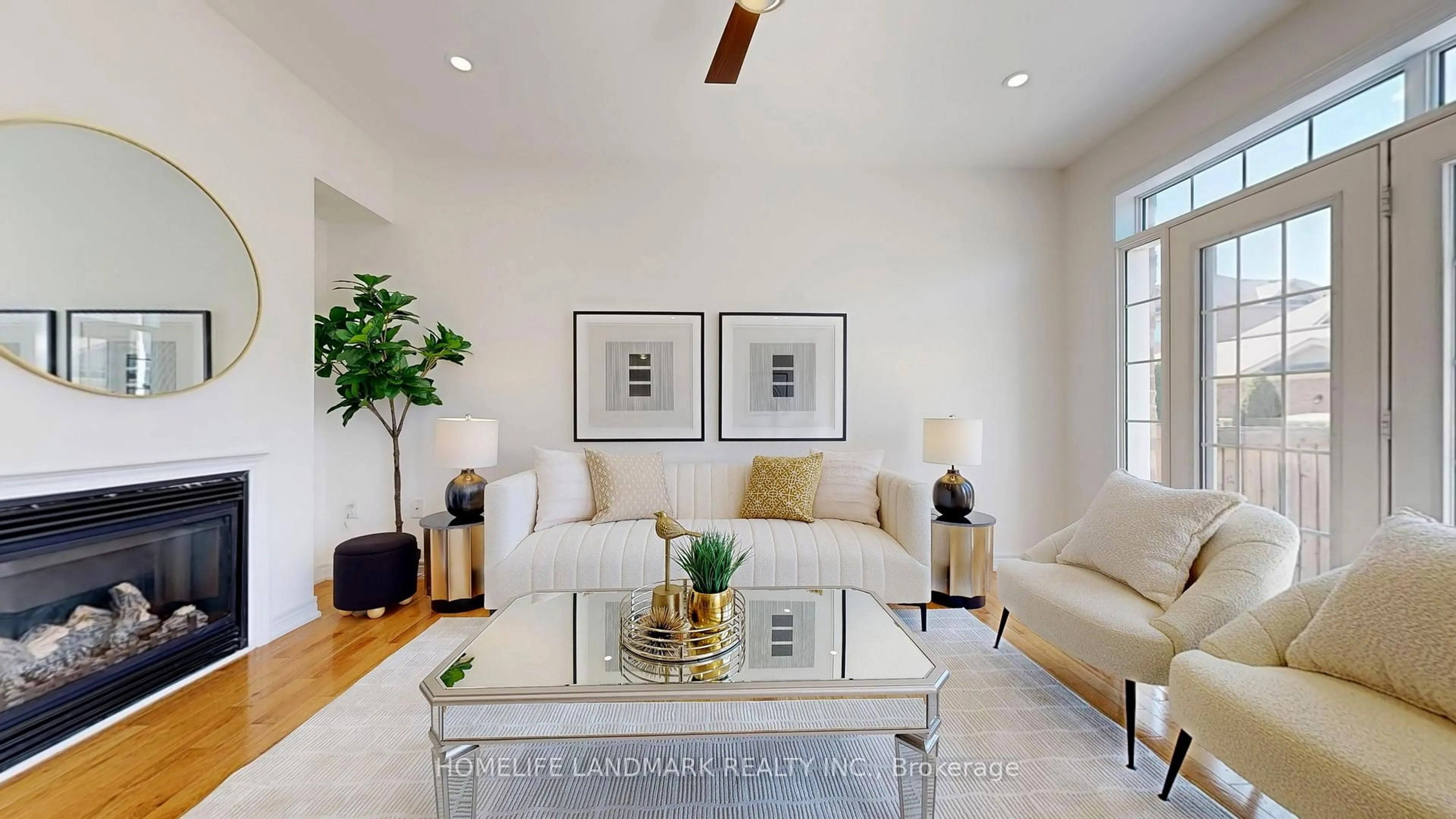 Living room with furniture, wood/laminate floor for 116 Pelee Ave, Vaughan Ontario L4H 3Z2