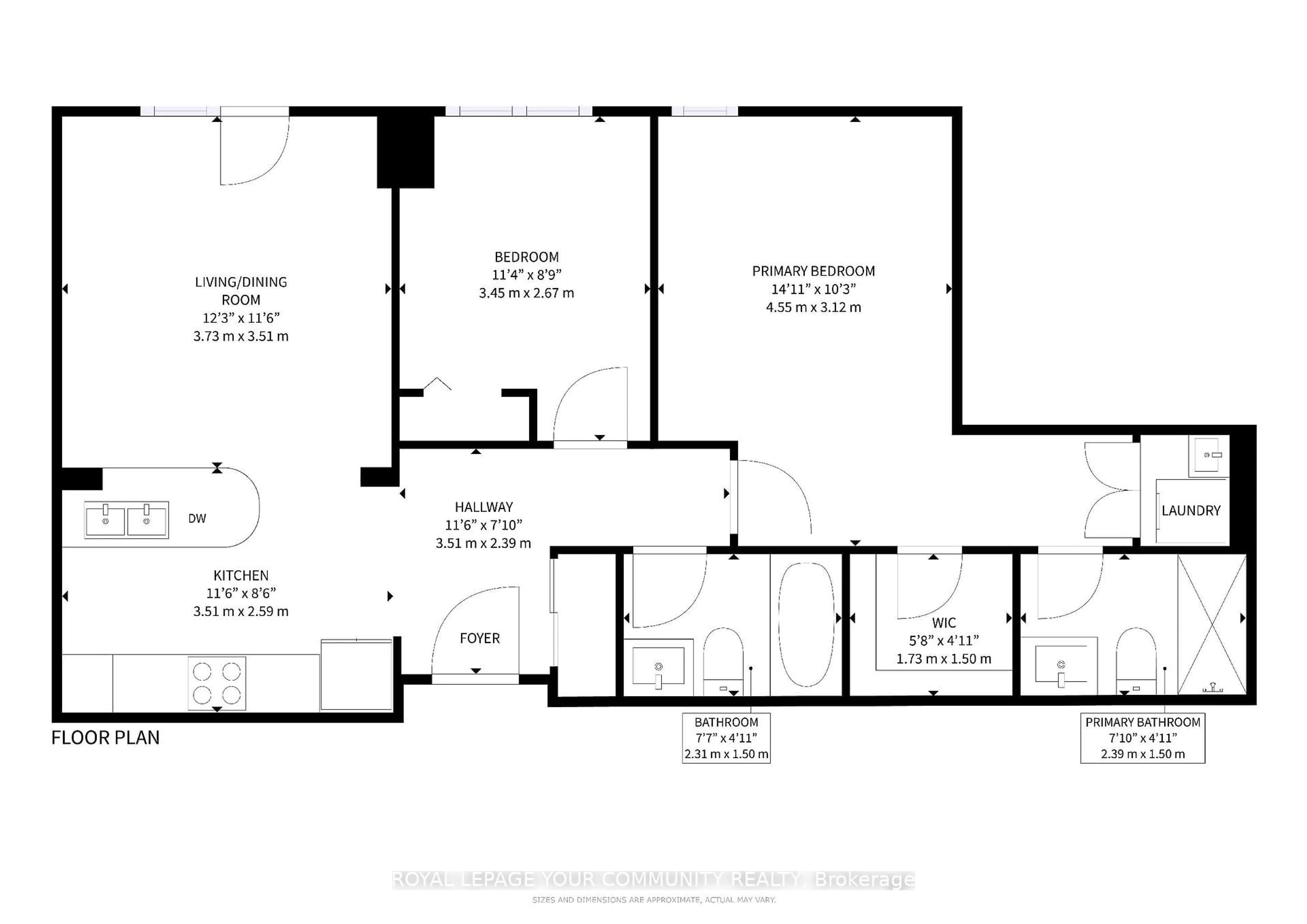 Floor plan for 9519 Keele St #220, Vaughan Ontario L6A 4A2