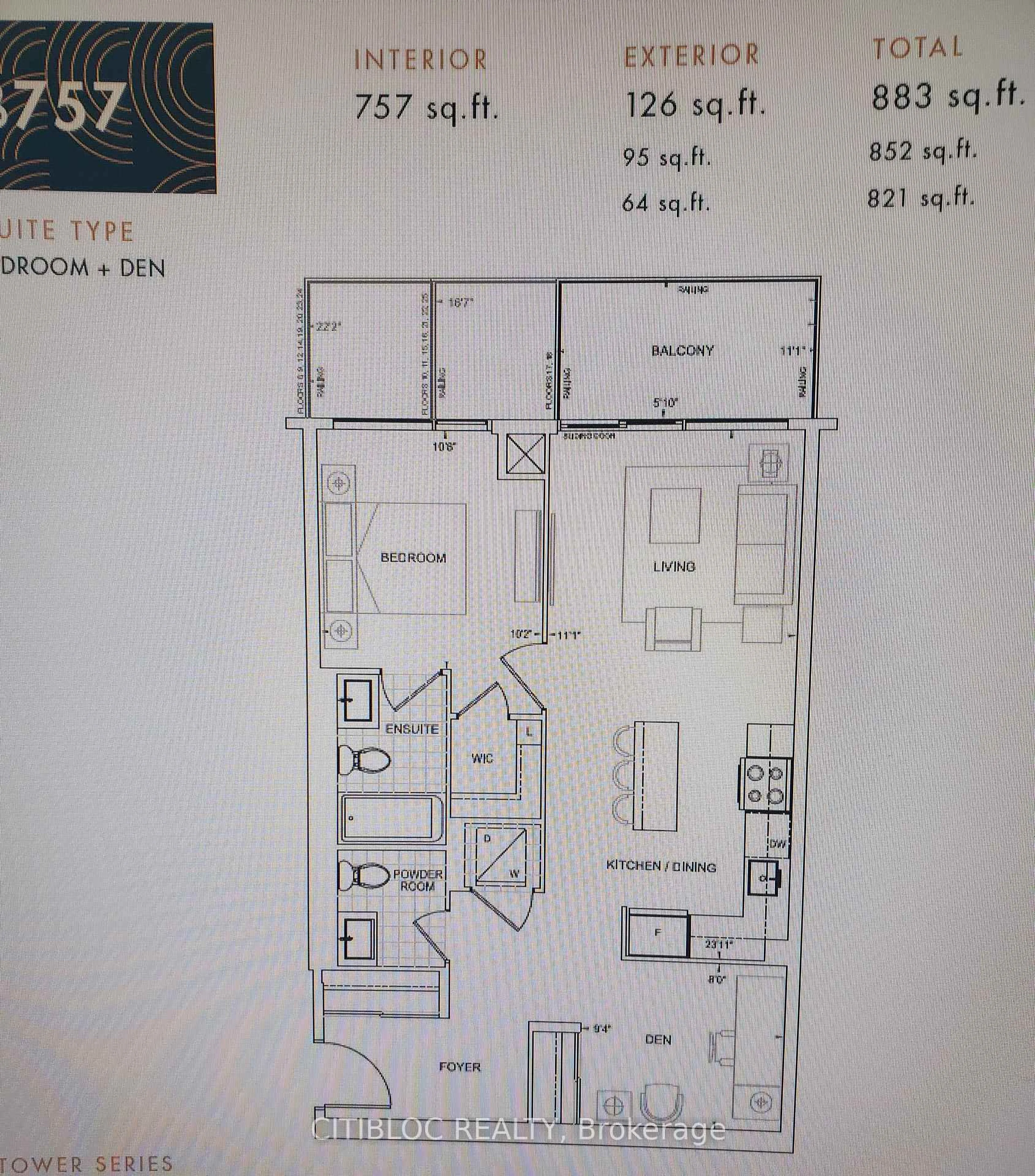 Floor plan for 27 Korda Gate #1202, Vaughan Ontario L4K 2M9