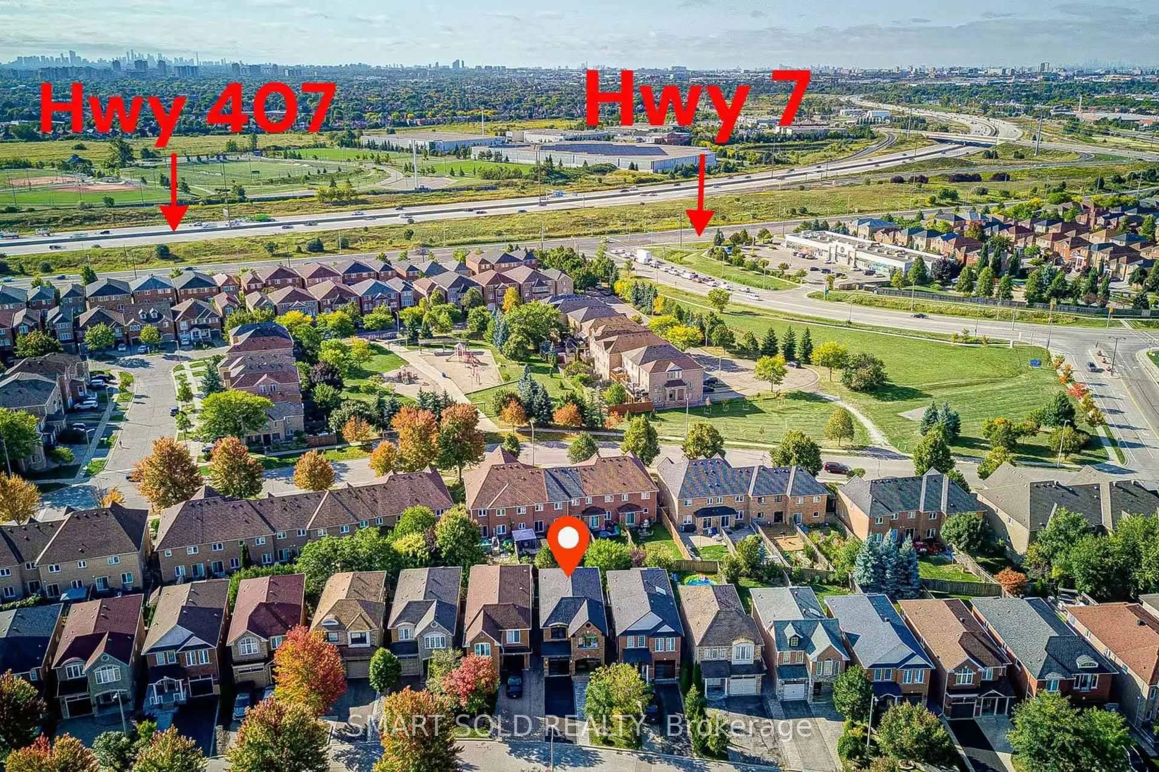 A pic from outside/outdoor area/front of a property/back of a property/a pic from drone, water/lake/river/ocean view for 35 Bentoak Cres, Vaughan Ontario L4J 8S5