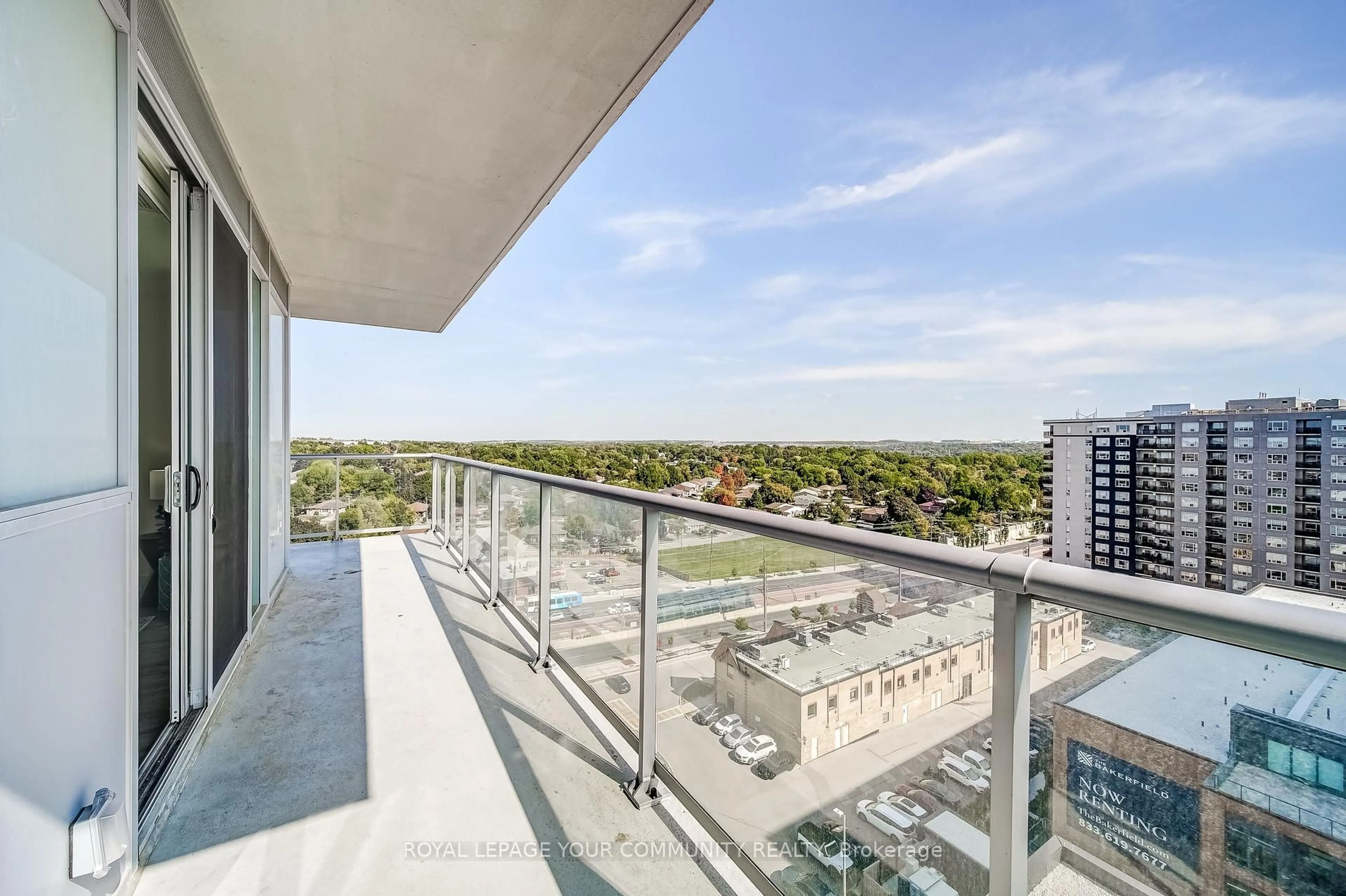 Balcony in the apartment, city buildings view from balcony for 185 Deerfield Rd #1110, Newmarket Ontario L3Y 0G7