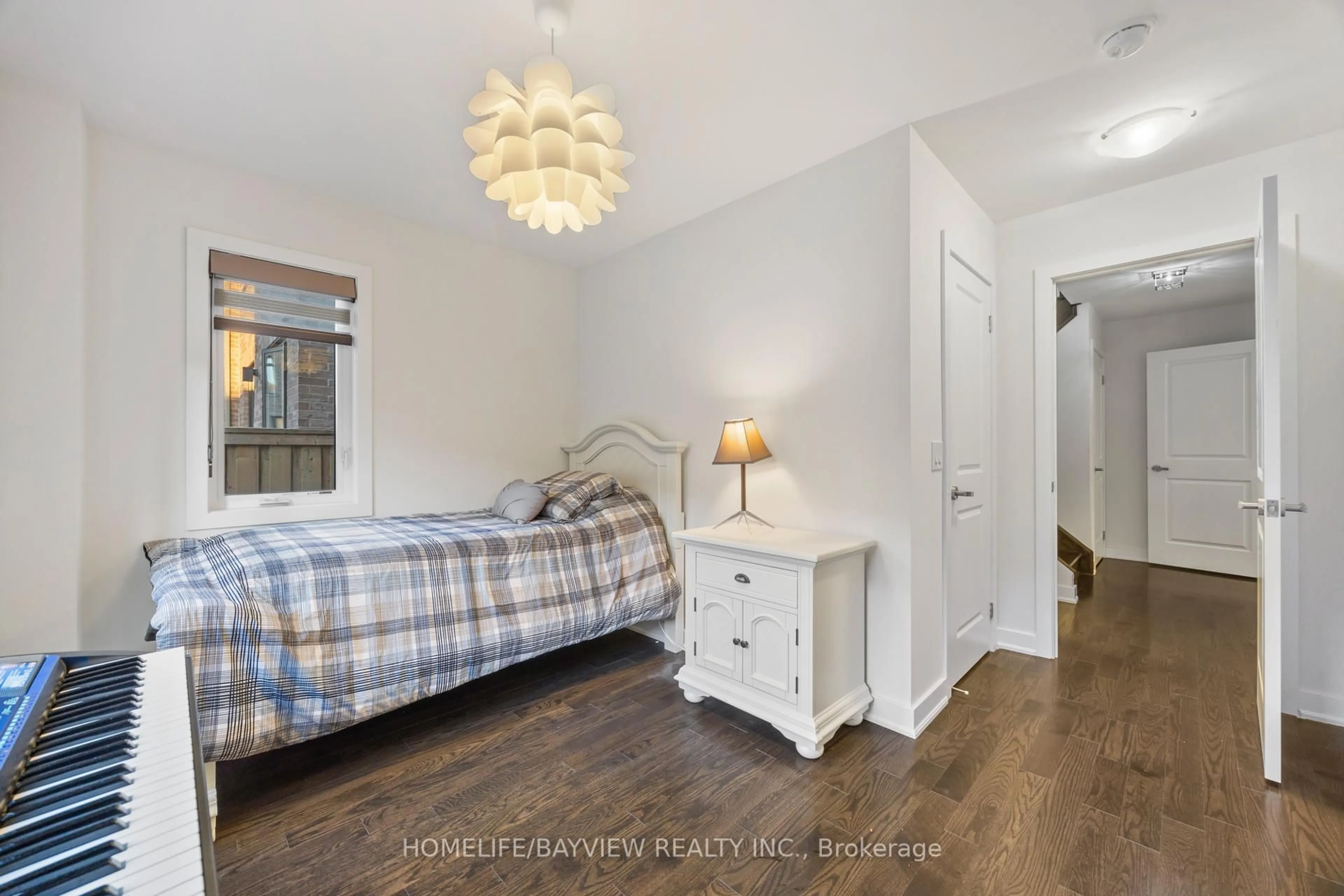 Bedroom with bed, wood/laminate floor for 96 Anchusa Dr, Richmond Hill Ontario L4E 1C5