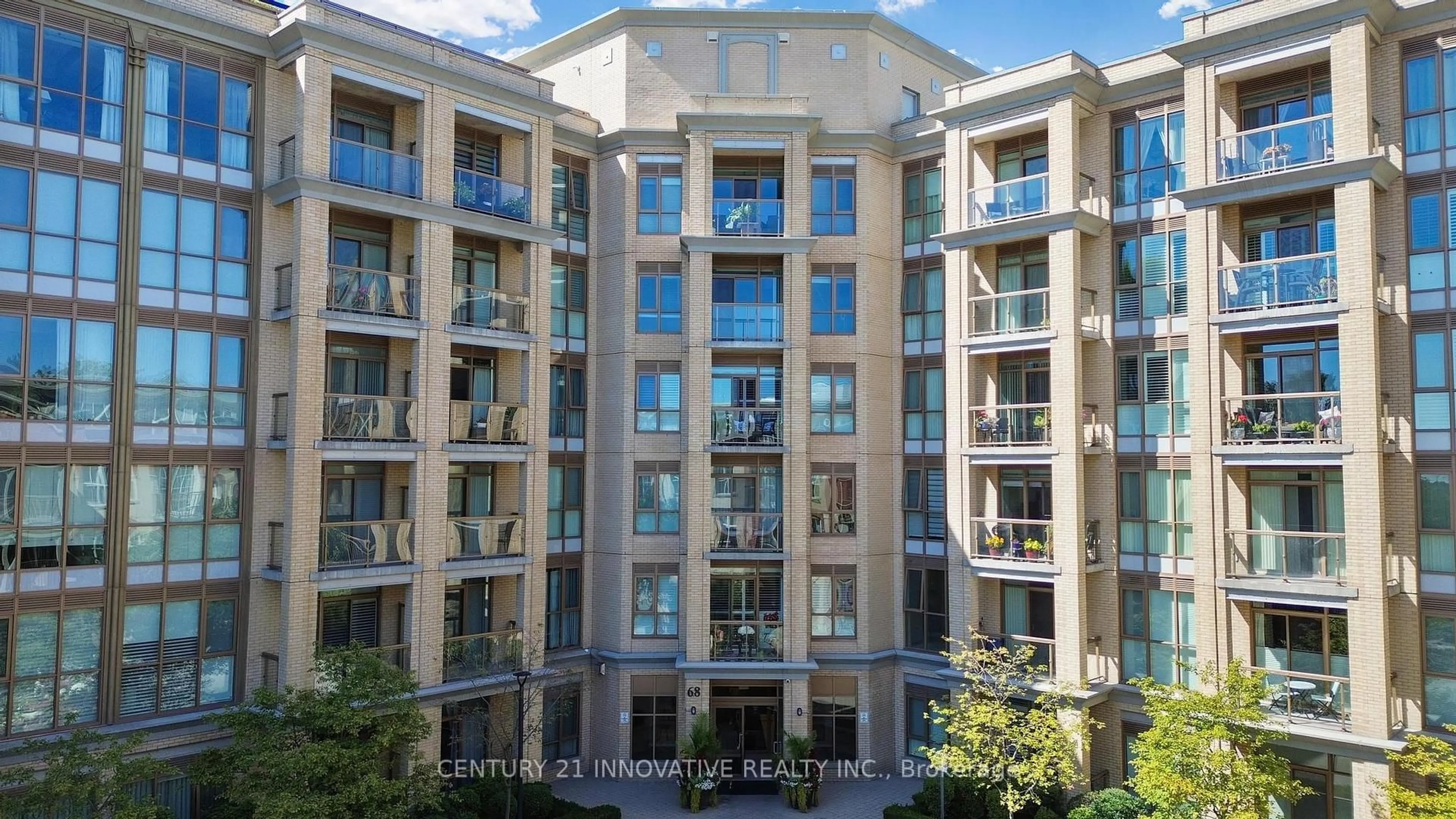 Balcony in the apartment, city buildings view from balcony for 68 Main St #334, Markham Ontario L3P 0B5