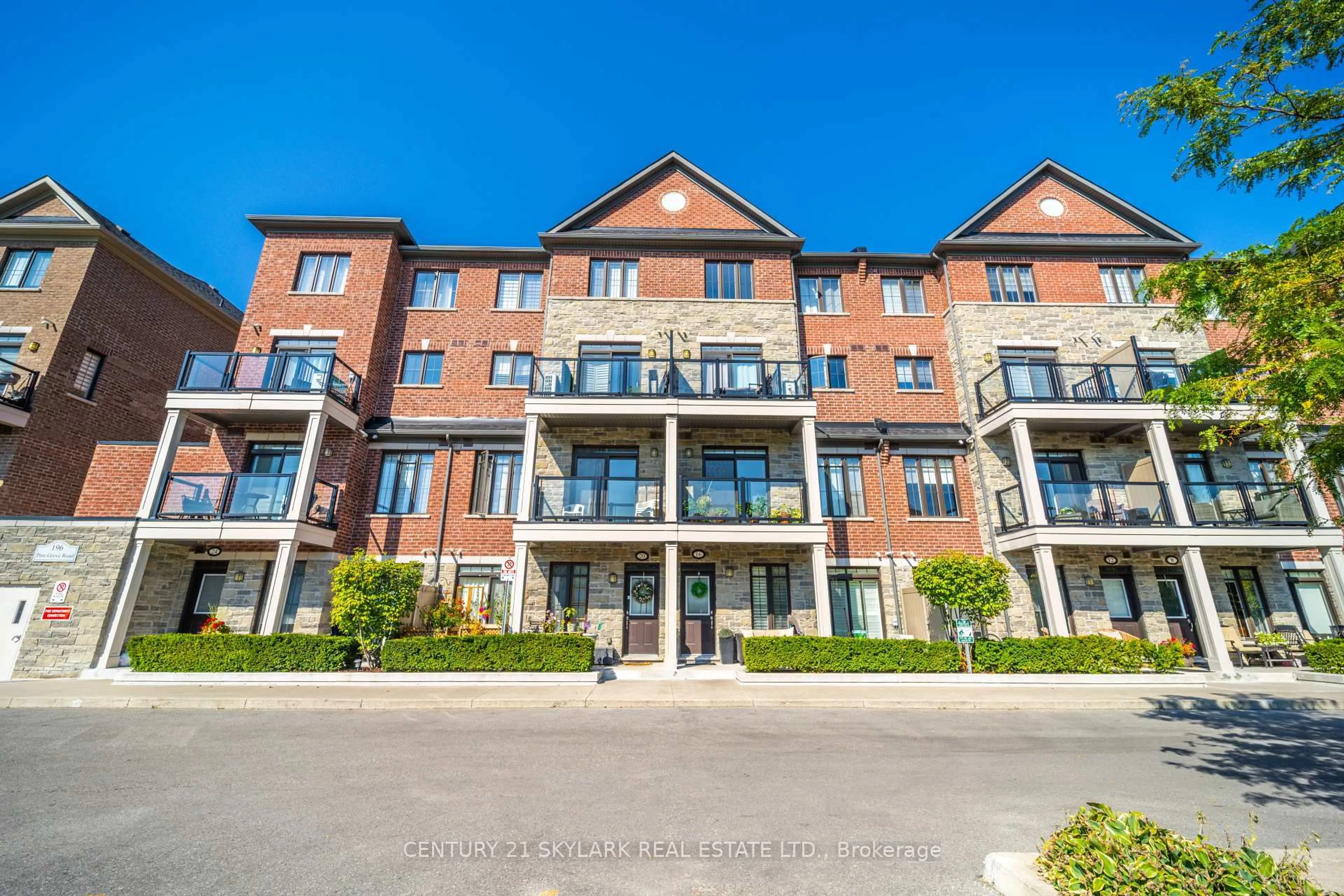A pic from outside/outdoor area/front of a property/back of a property/a pic from drone, water/lake/river/ocean view for 196 Pine Grove Rd #6, Vaughan Ontario L4L 0H8
