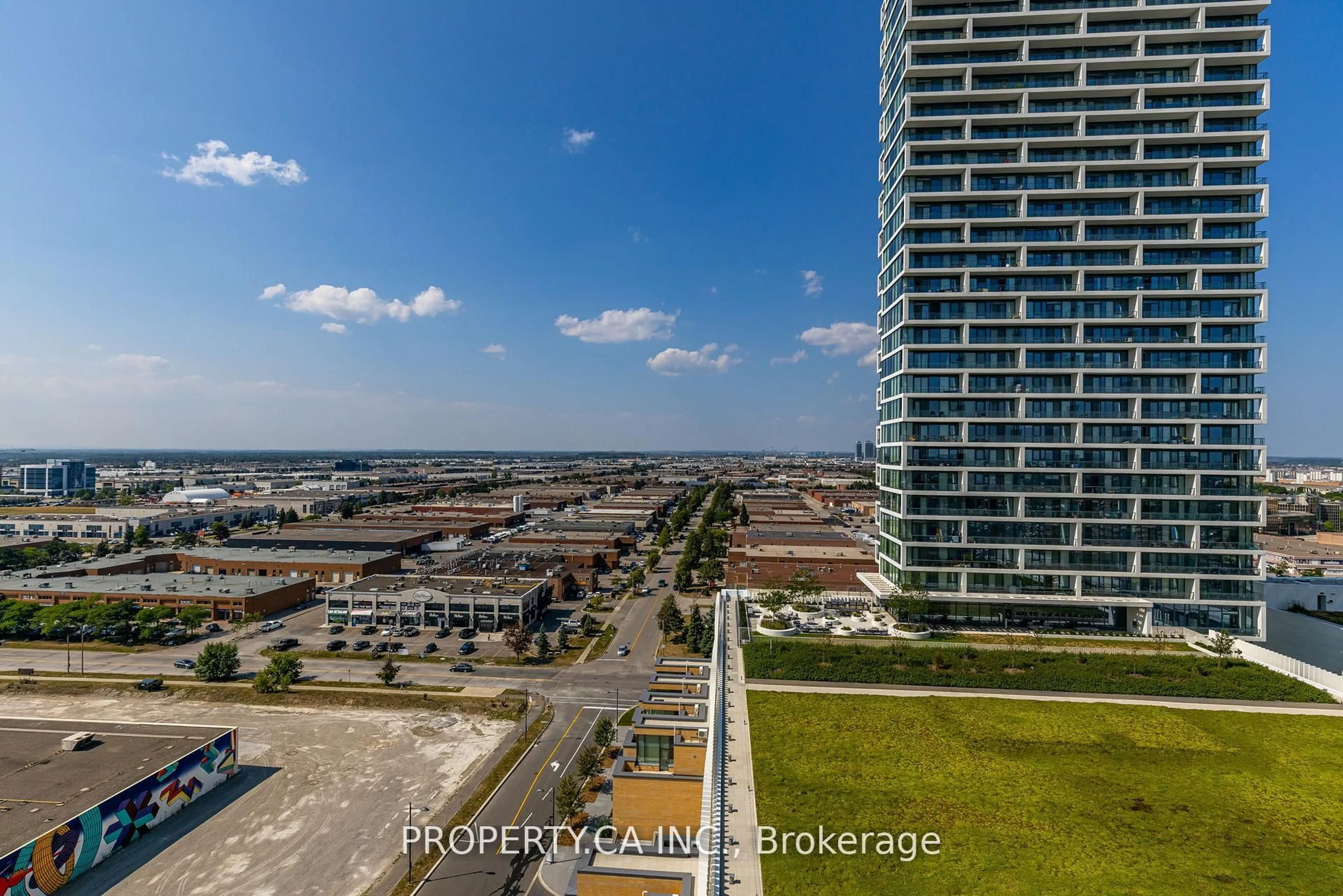 A pic from outside/outdoor area/front of a property/back of a property/a pic from drone, city buildings view from balcony for 5 Buttermill Ave #1711, Vaughan Ontario L5W 1B6