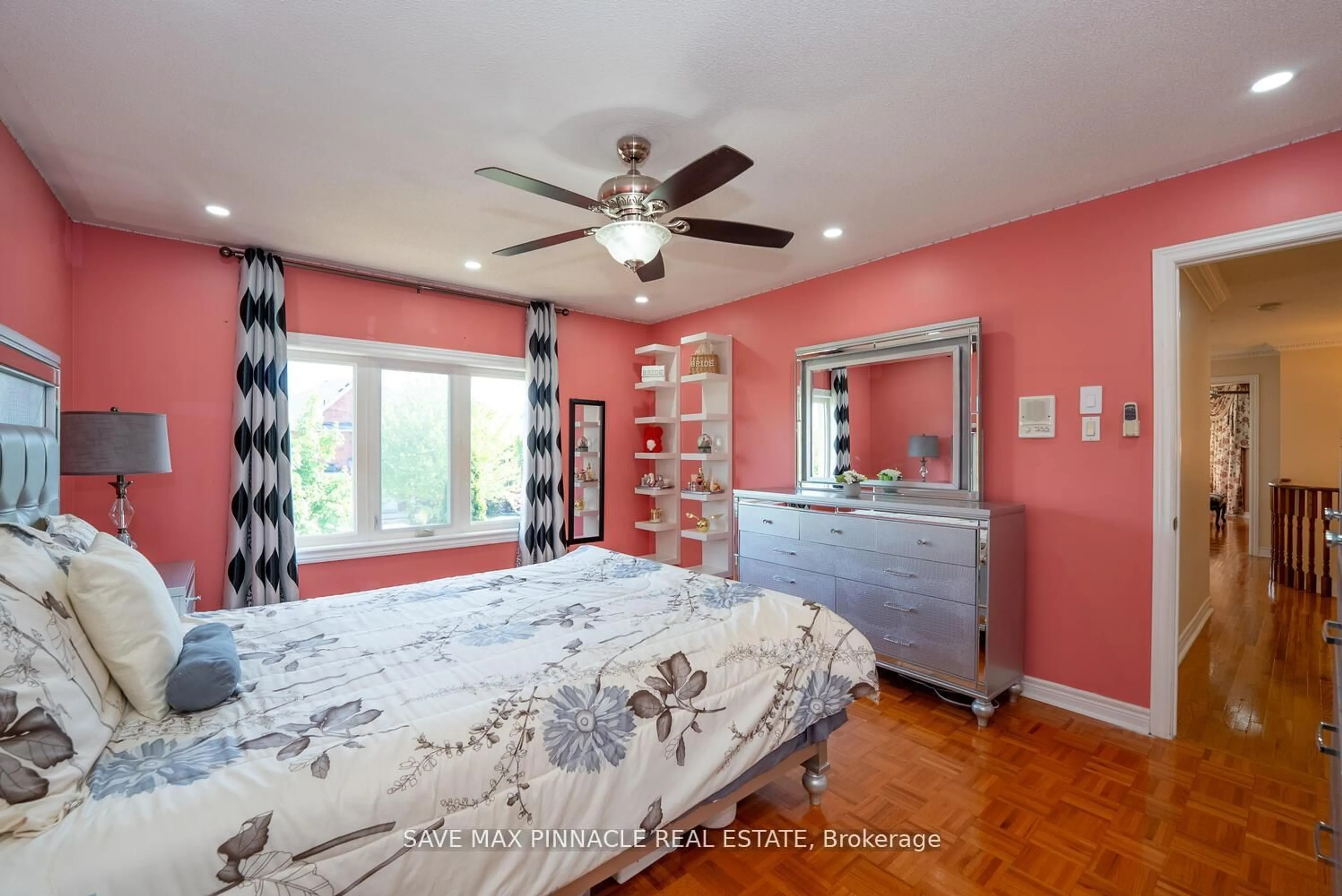 Bedroom with bed, wood/laminate floor for 1 Ashton Dr, Vaughan Ontario L6A 2L4
