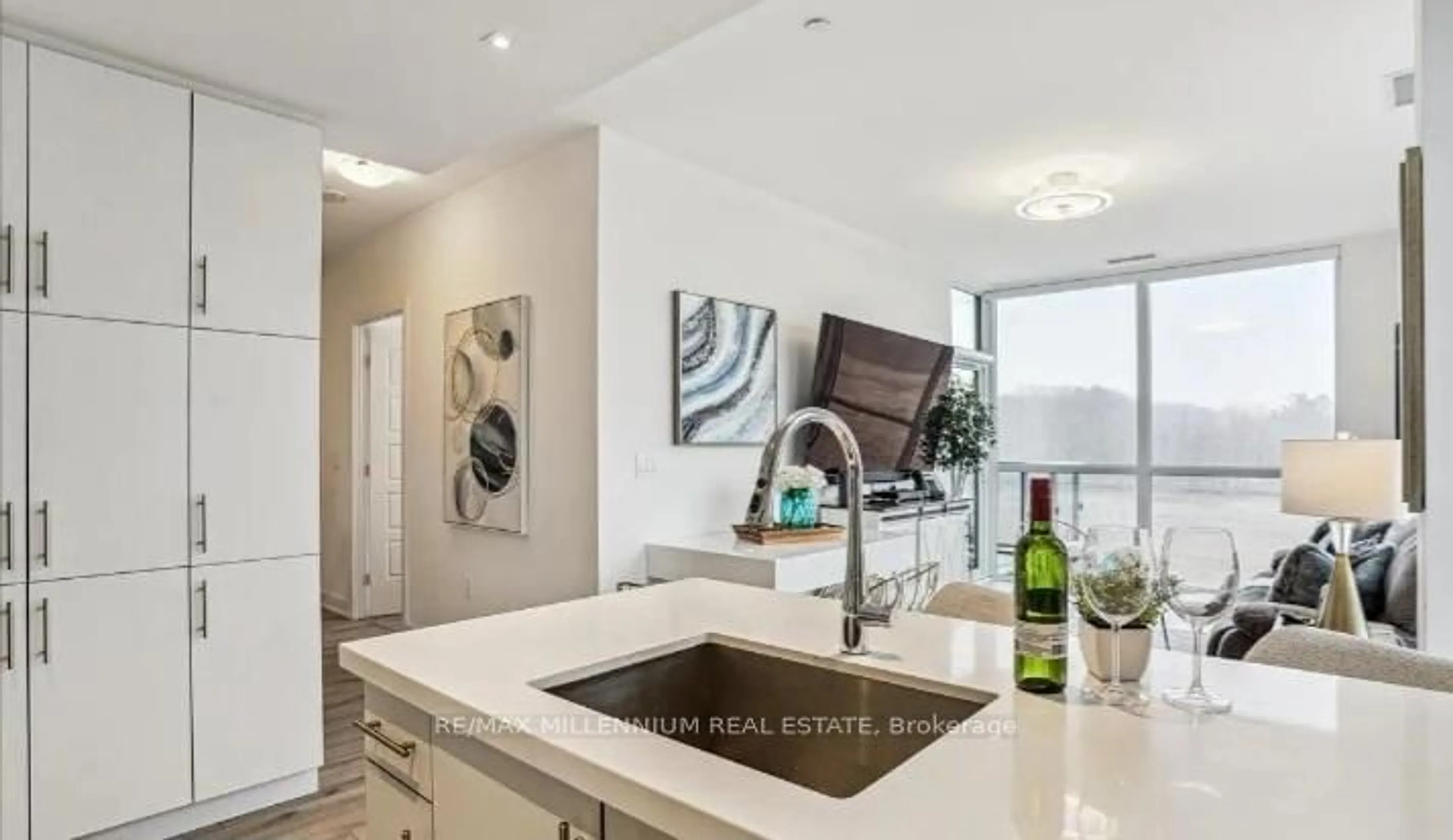 Open concept kitchen, ceramic/tile floor for 375 Sea Ray Ave #410, Innisfil Ontario L9S 0N9