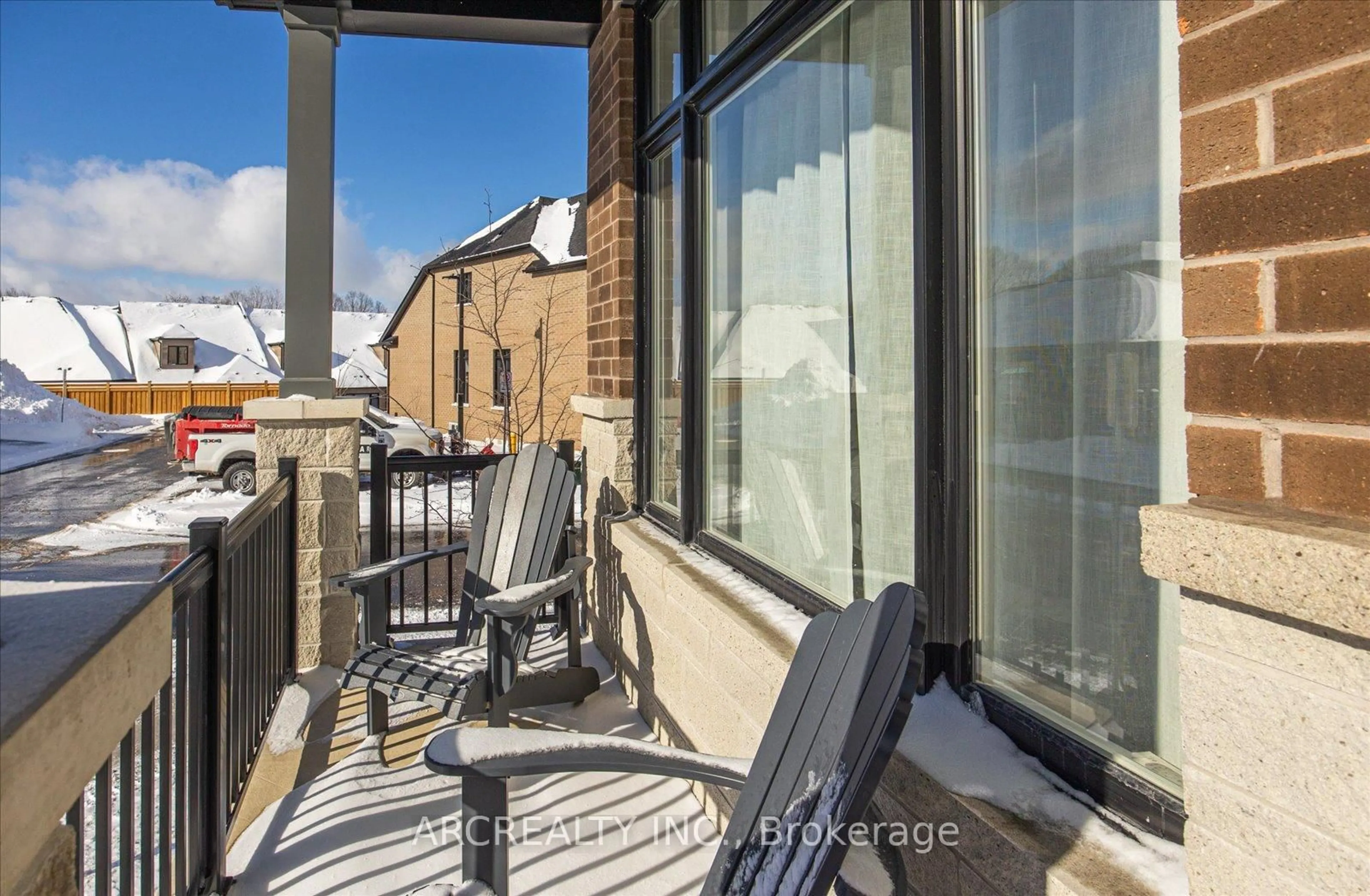 Balcony in the apartment, city buildings view from balcony for 23 Vern Robertson Gate, Uxbridge Ontario L9P 0A2