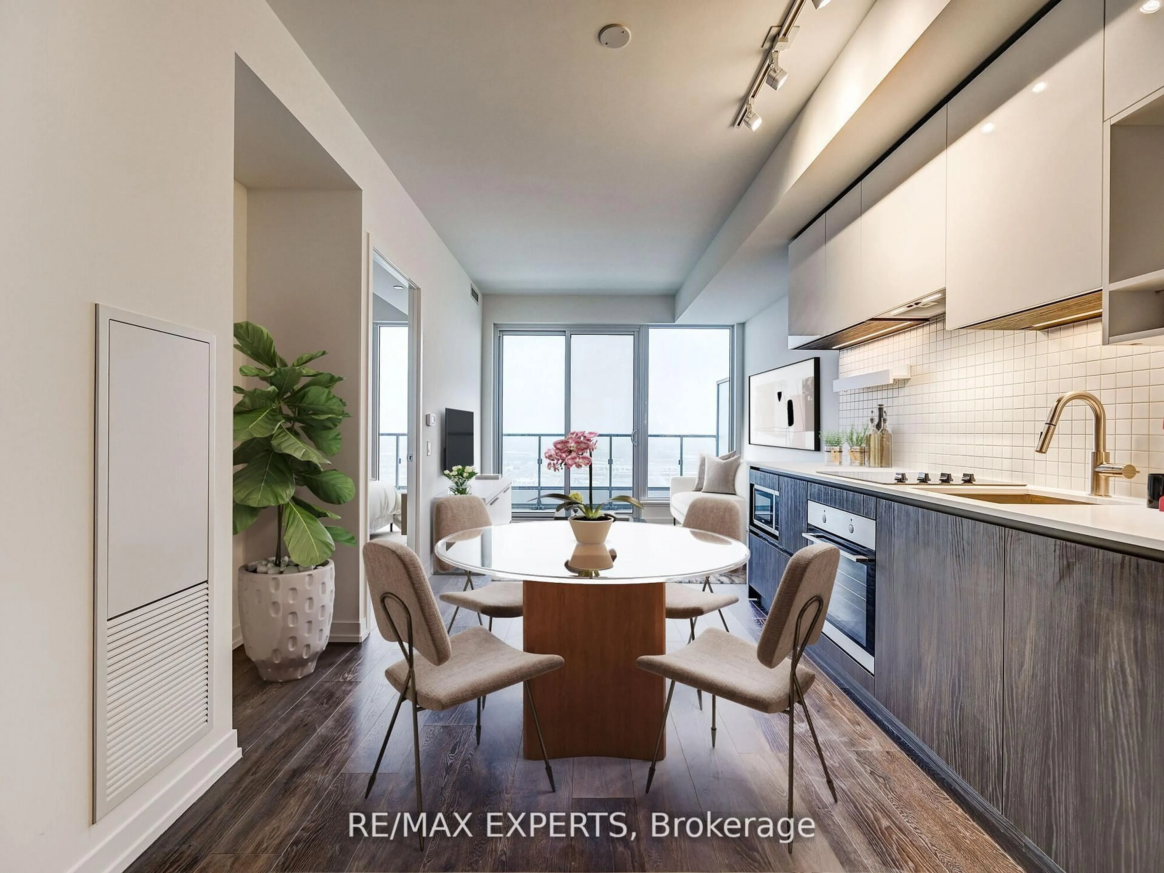 Open concept kitchen, wood/laminate floor for 5 Buttermill Ave #3505, Vaughan Ontario L4K 0J5