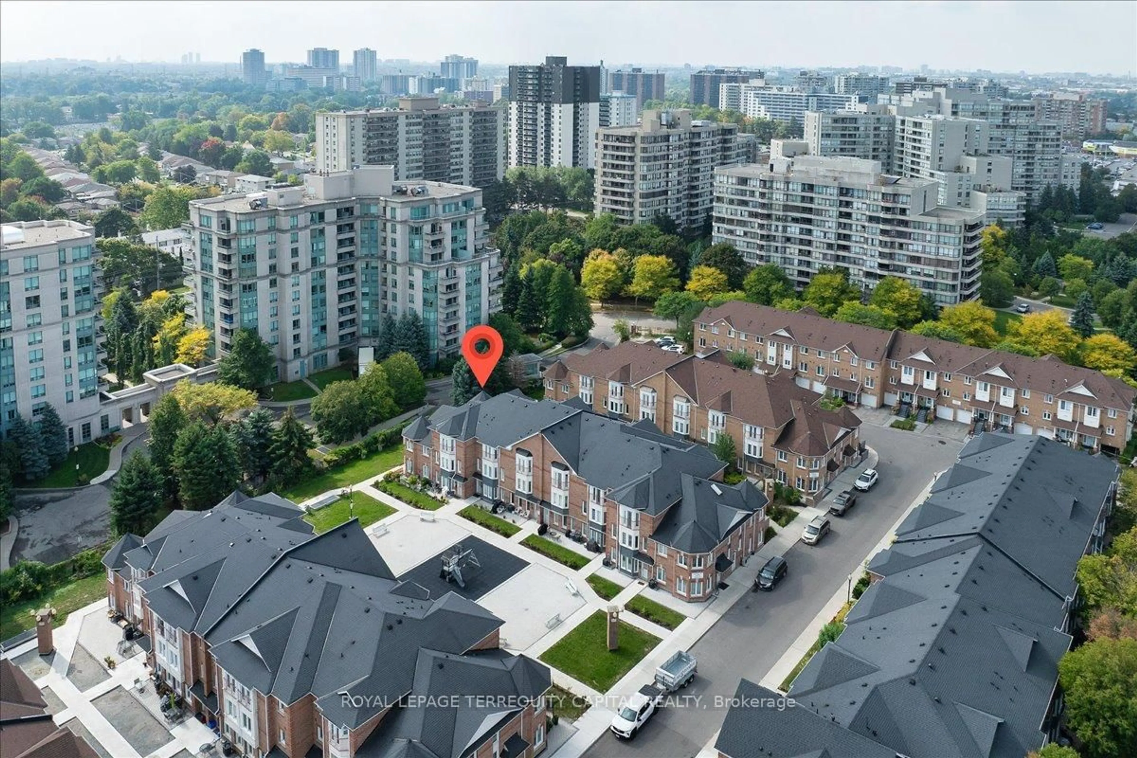 A pic from outside/outdoor area/front of a property/back of a property/a pic from drone, city buildings view from balcony for 151 Townsgate Dr #77, Vaughan Ontario L4J 8J7