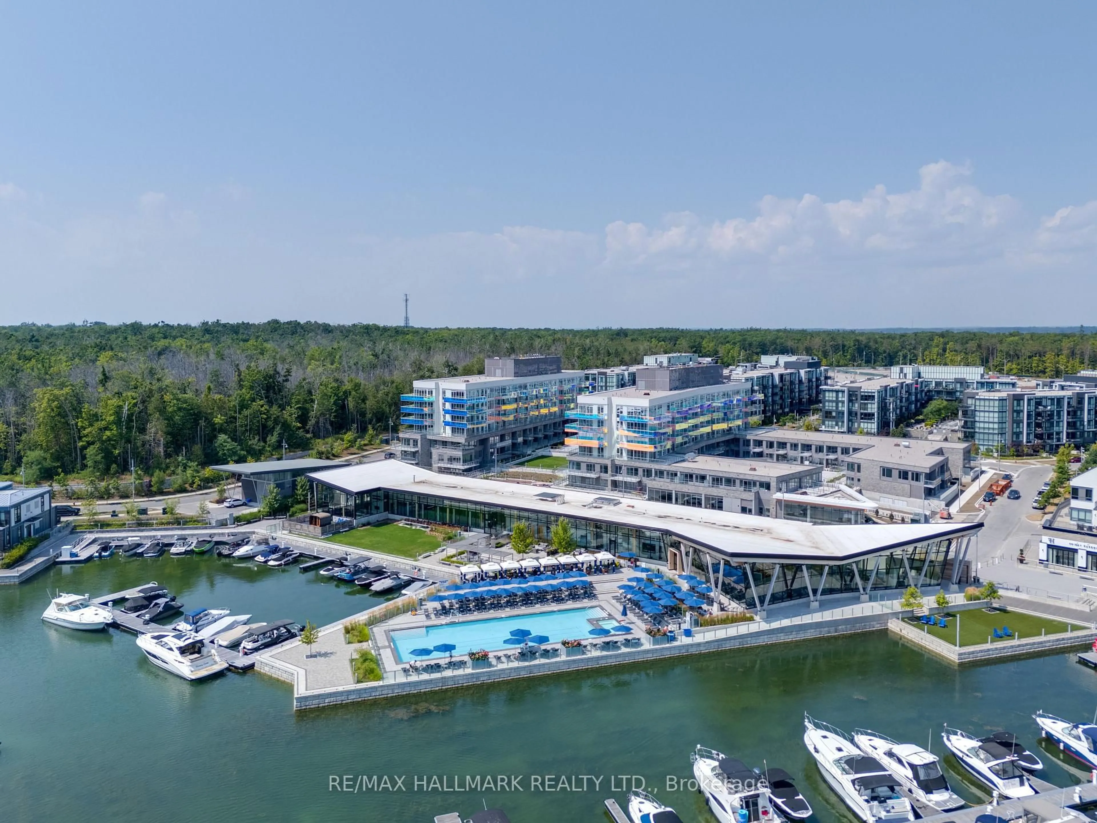 A pic from outside/outdoor area/front of a property/back of a property/a pic from drone, water/lake/river/ocean view for 333 Sunseeker Ave #409, Innisfil Ontario L9R 0R6