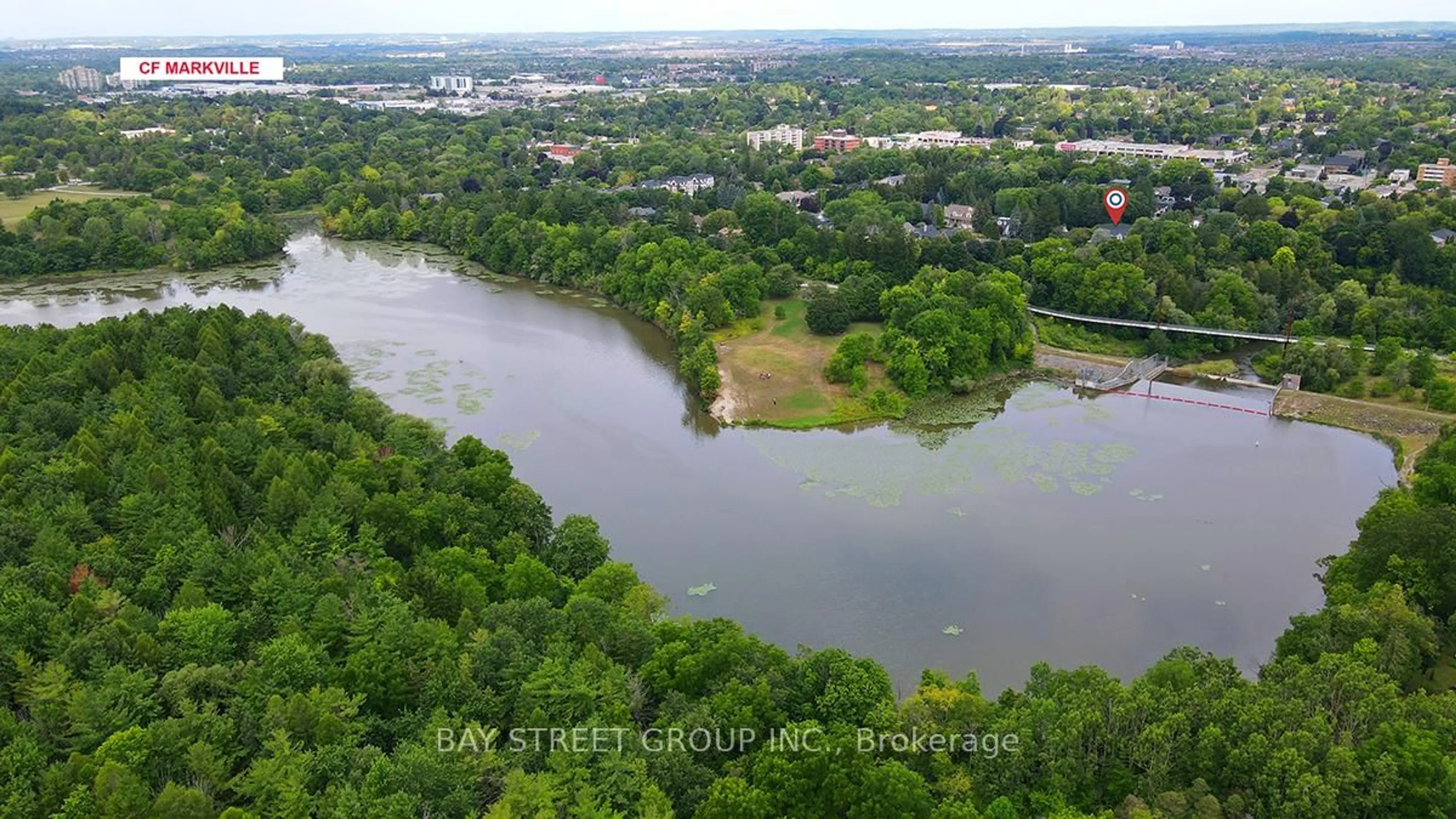 A pic from outside/outdoor area/front of a property/back of a property/a pic from drone, water/lake/river/ocean view for 2 Riverview Rd, Markham Ontario L3P 1E5