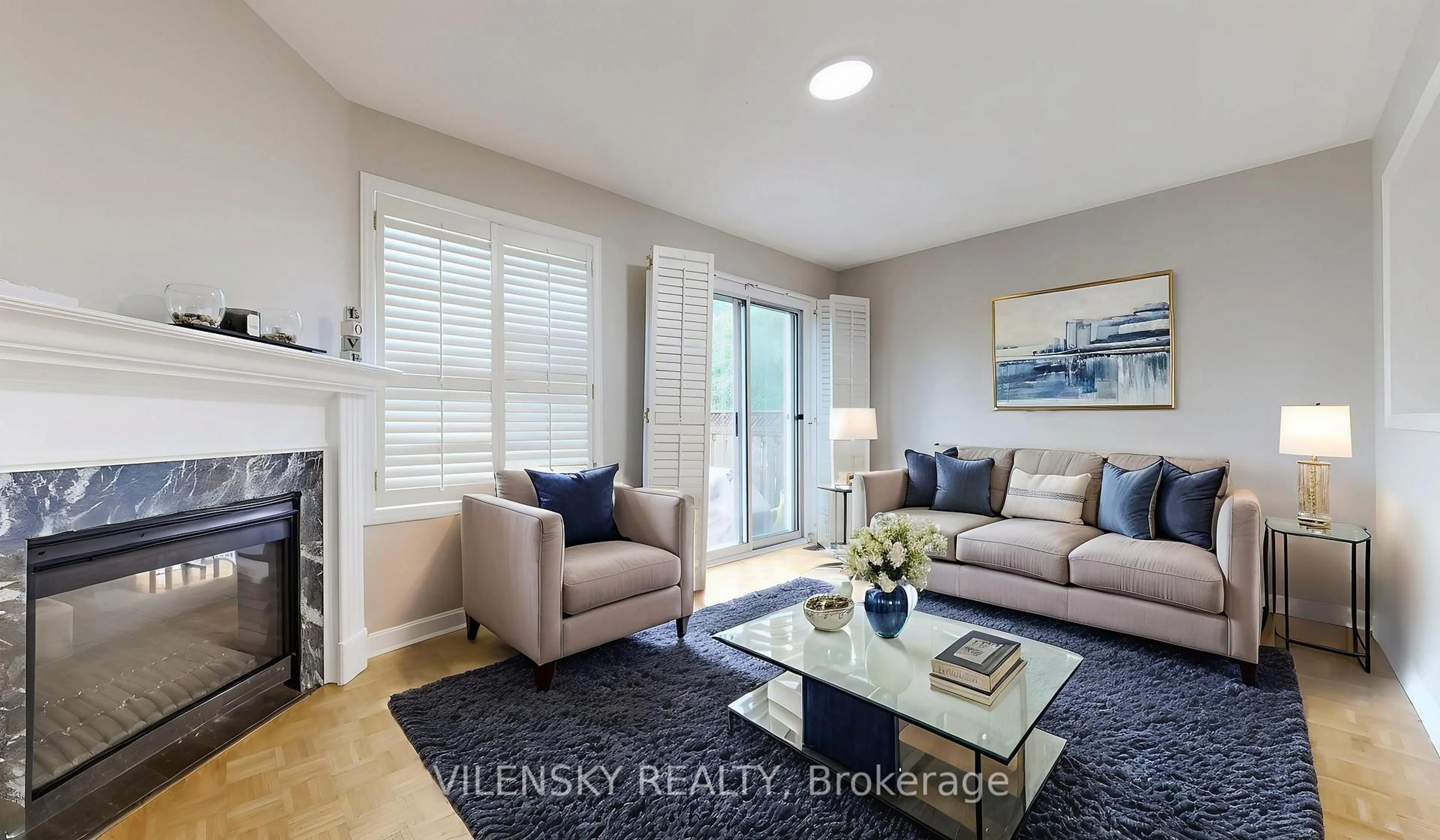 Living room with furniture, wood/laminate floor for 124 Foxfield Cres, Vaughan Ontario L4K 5E7