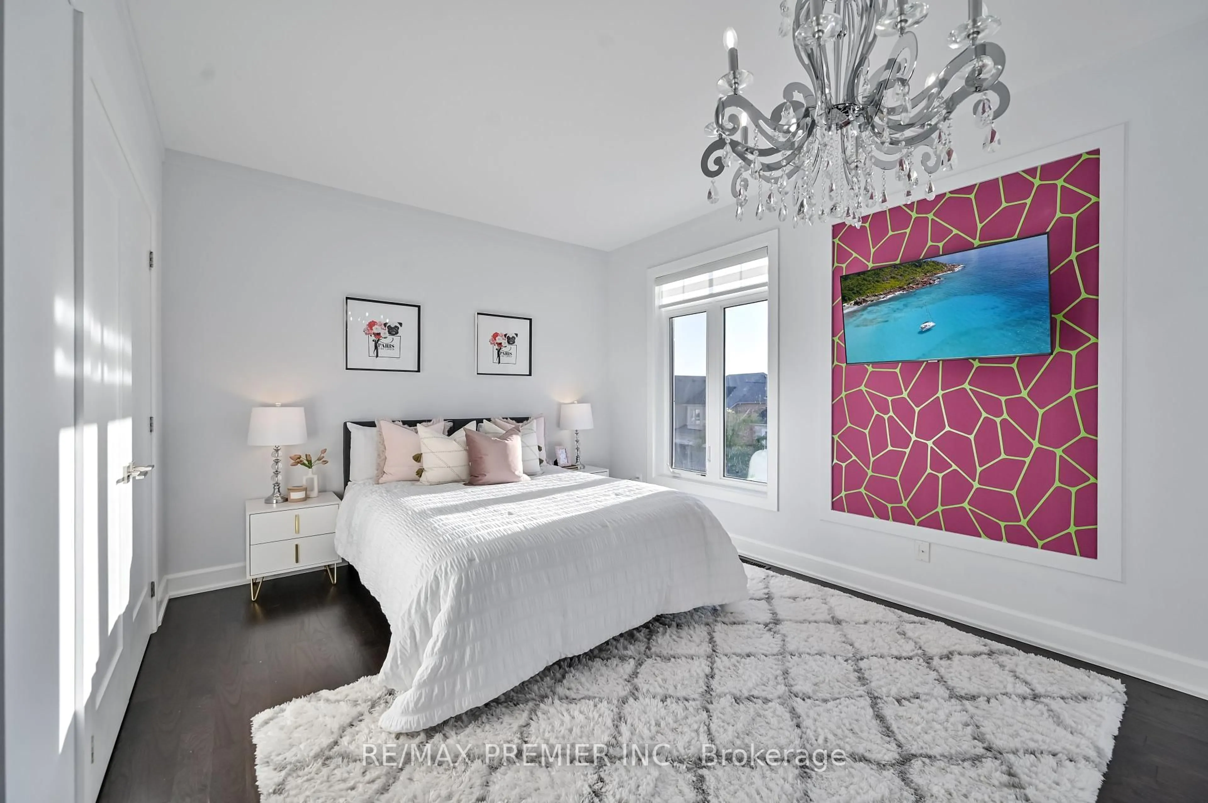 Bedroom with bed, carpet floor for 346 Farrell Rd, Vaughan Ontario L6A 4W9