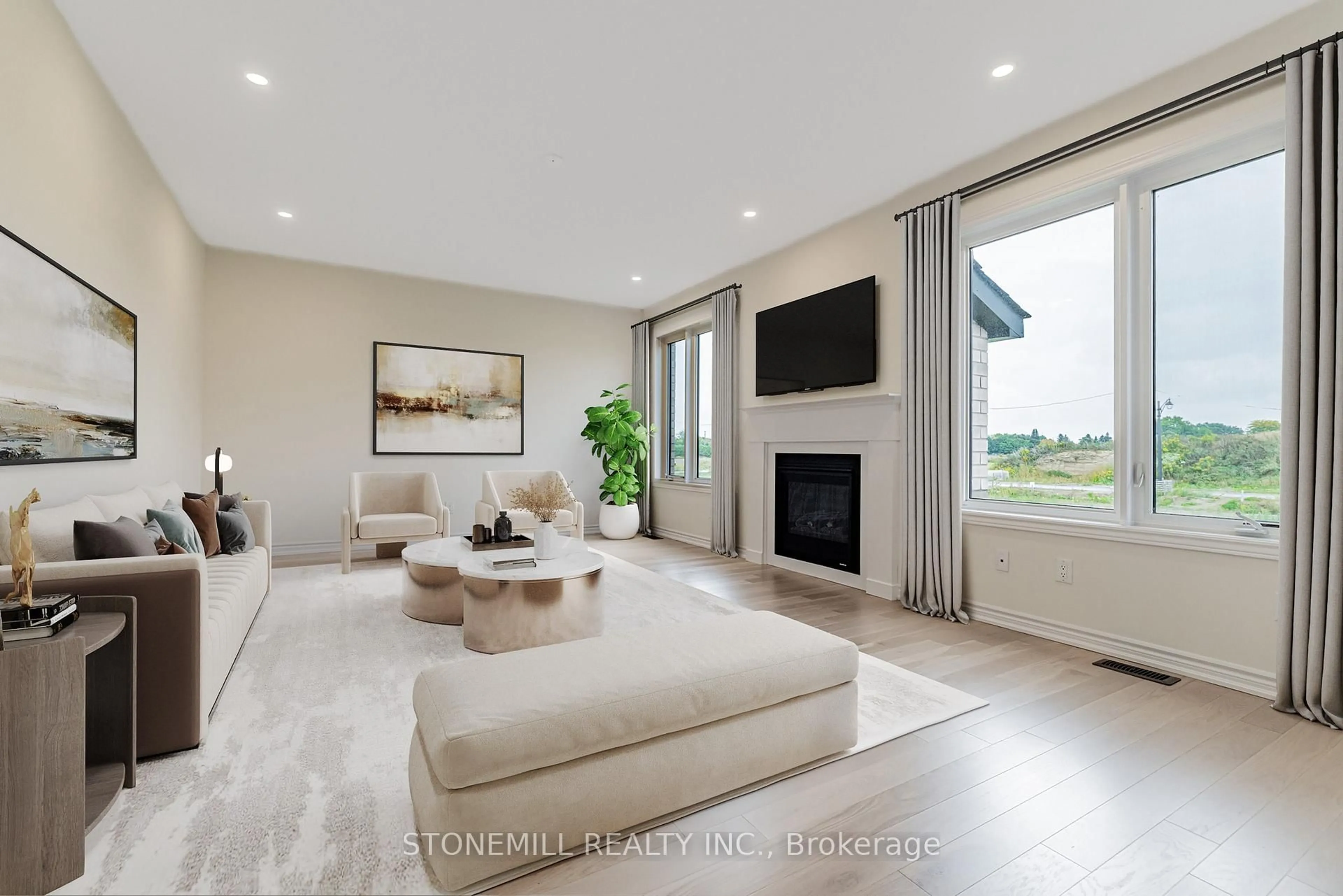 Living room with furniture, unknown for 35 Edgar Ave, Essa Ontario L3W 0A9