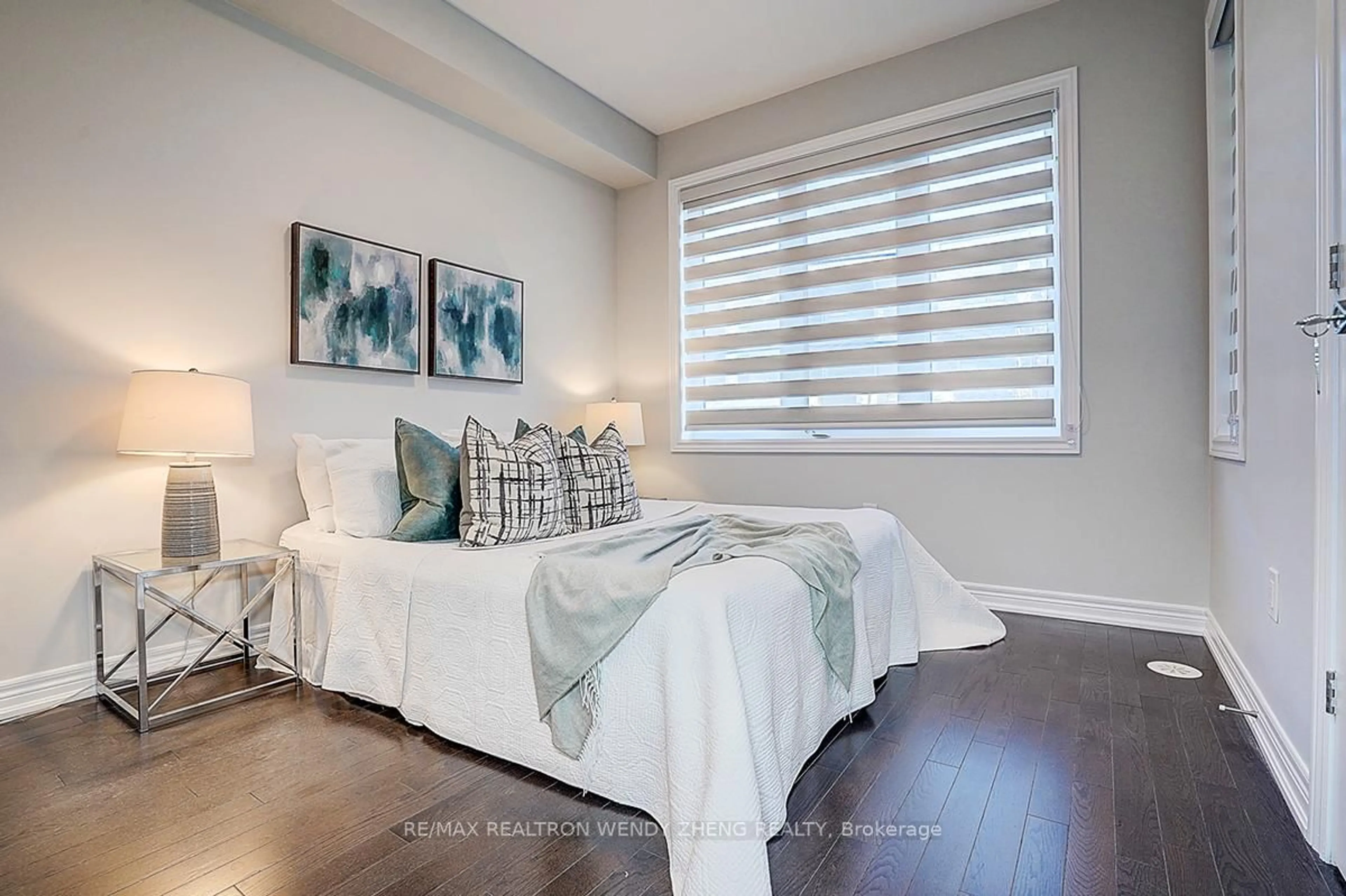Bedroom with bed, wood/laminate floor for 232 Rustle Woods Ave, Markham Ontario L6B 1R3