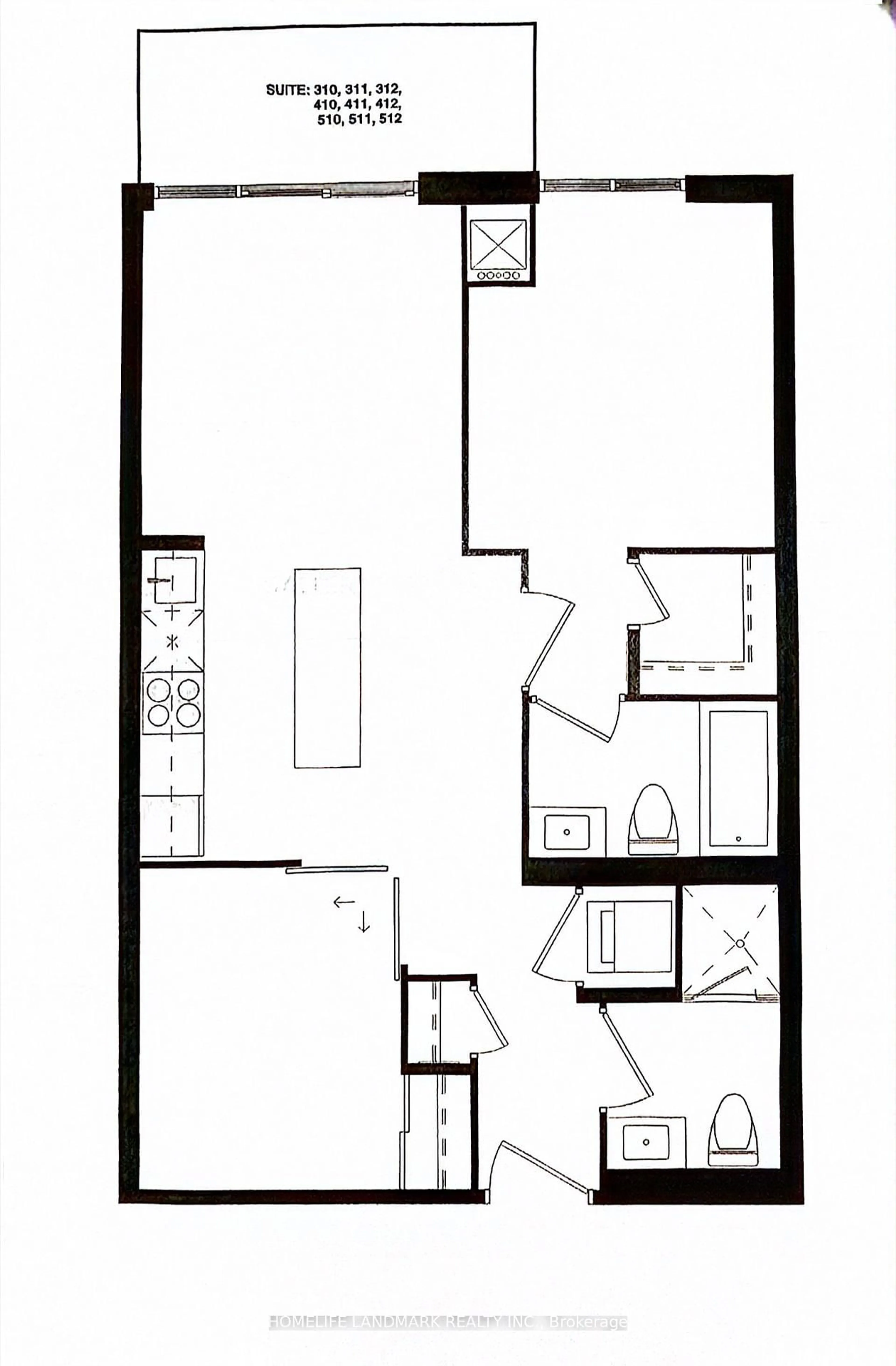 Floor plan for 38 Simcoe Promenade #C410, Markham Ontario L6G 1B3