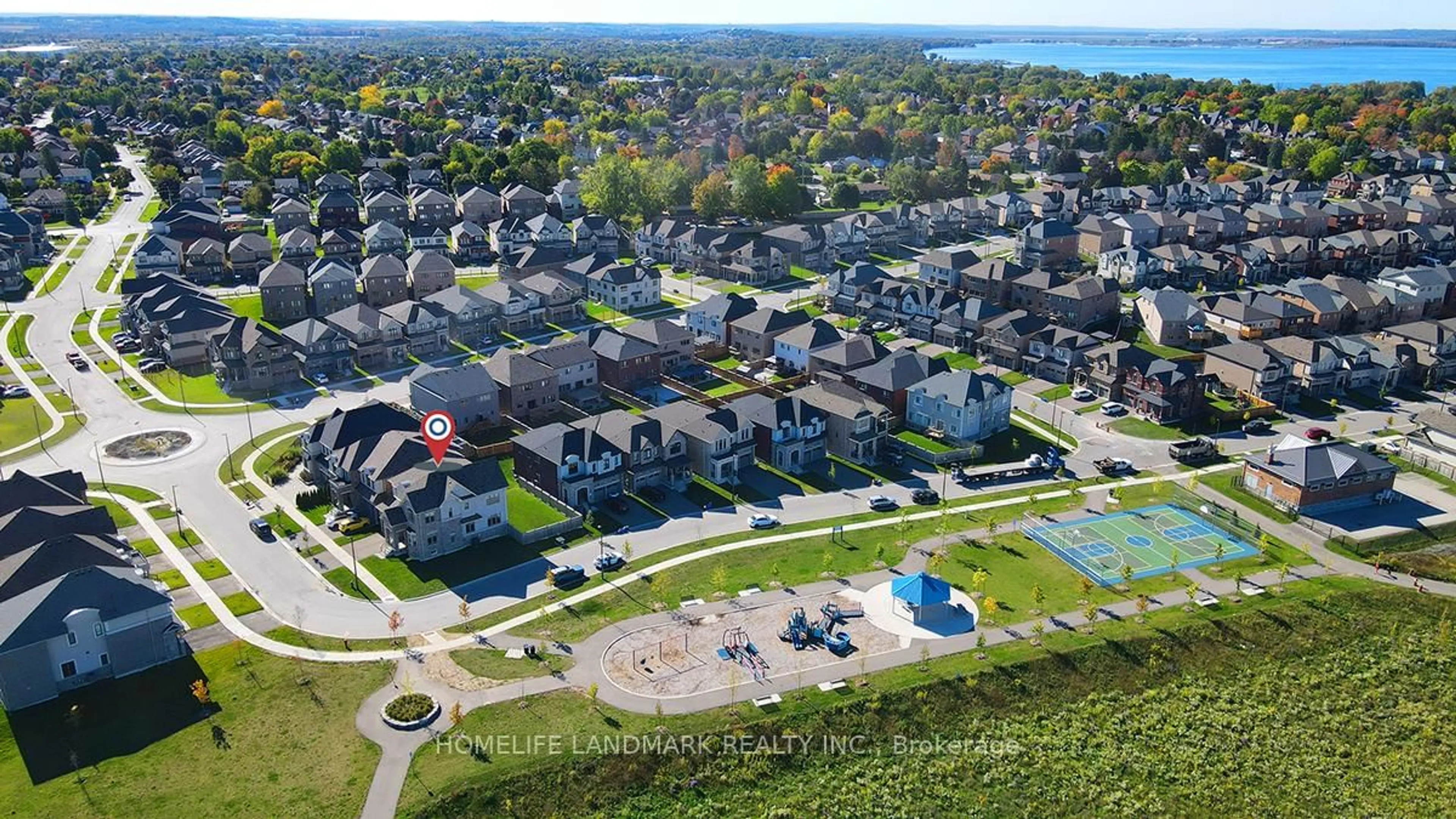 A pic from outside/outdoor area/front of a property/back of a property/a pic from drone, water/lake/river/ocean view for 56 Connell Dr, Georgina Ontario L4P 0J5