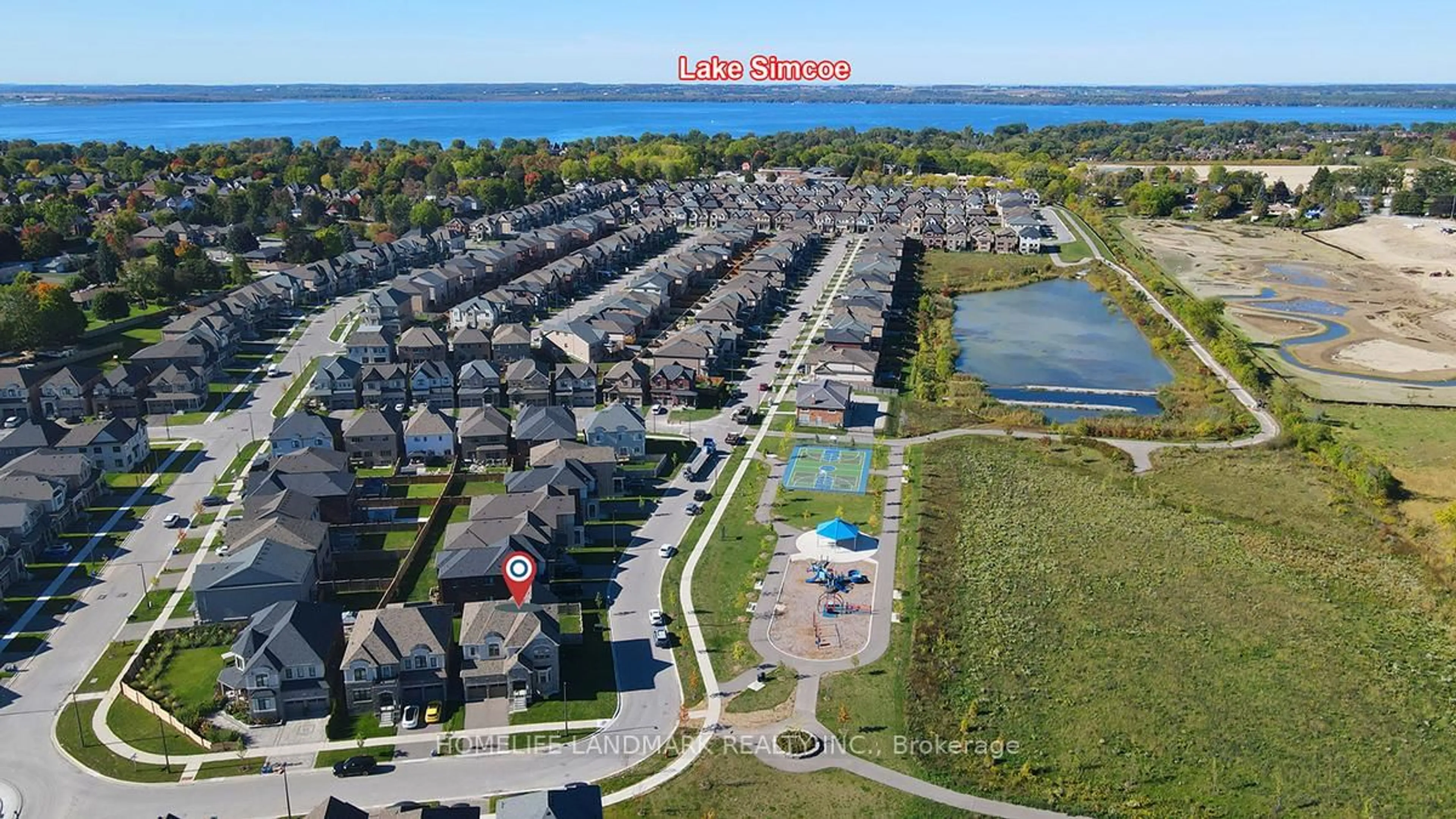 A pic from outside/outdoor area/front of a property/back of a property/a pic from drone, water/lake/river/ocean view for 56 Connell Dr, Georgina Ontario L4P 0J5