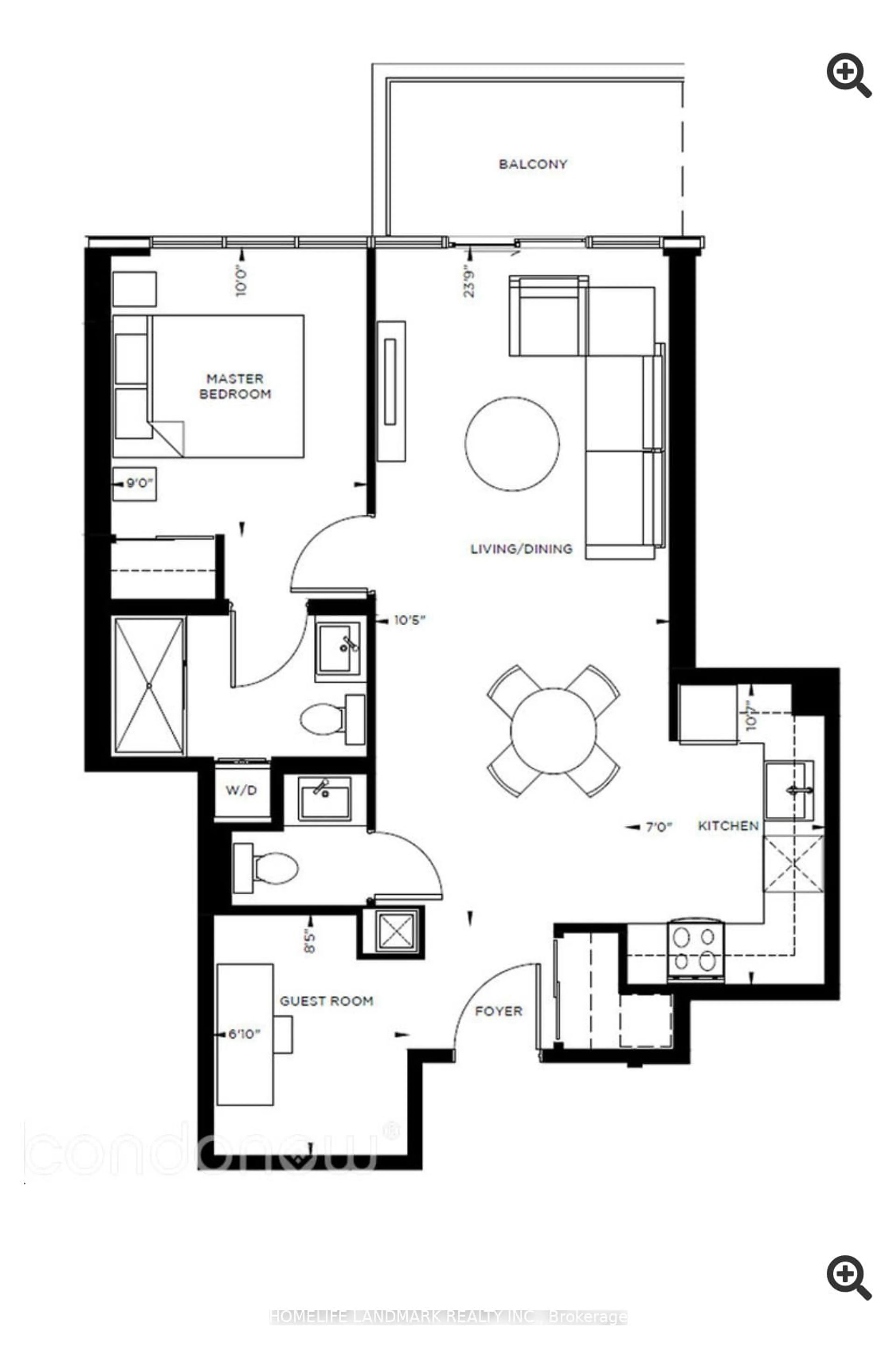 Floor plan for 2916 Highway 7 #1804, Vaughan Ontario L4K 0K6