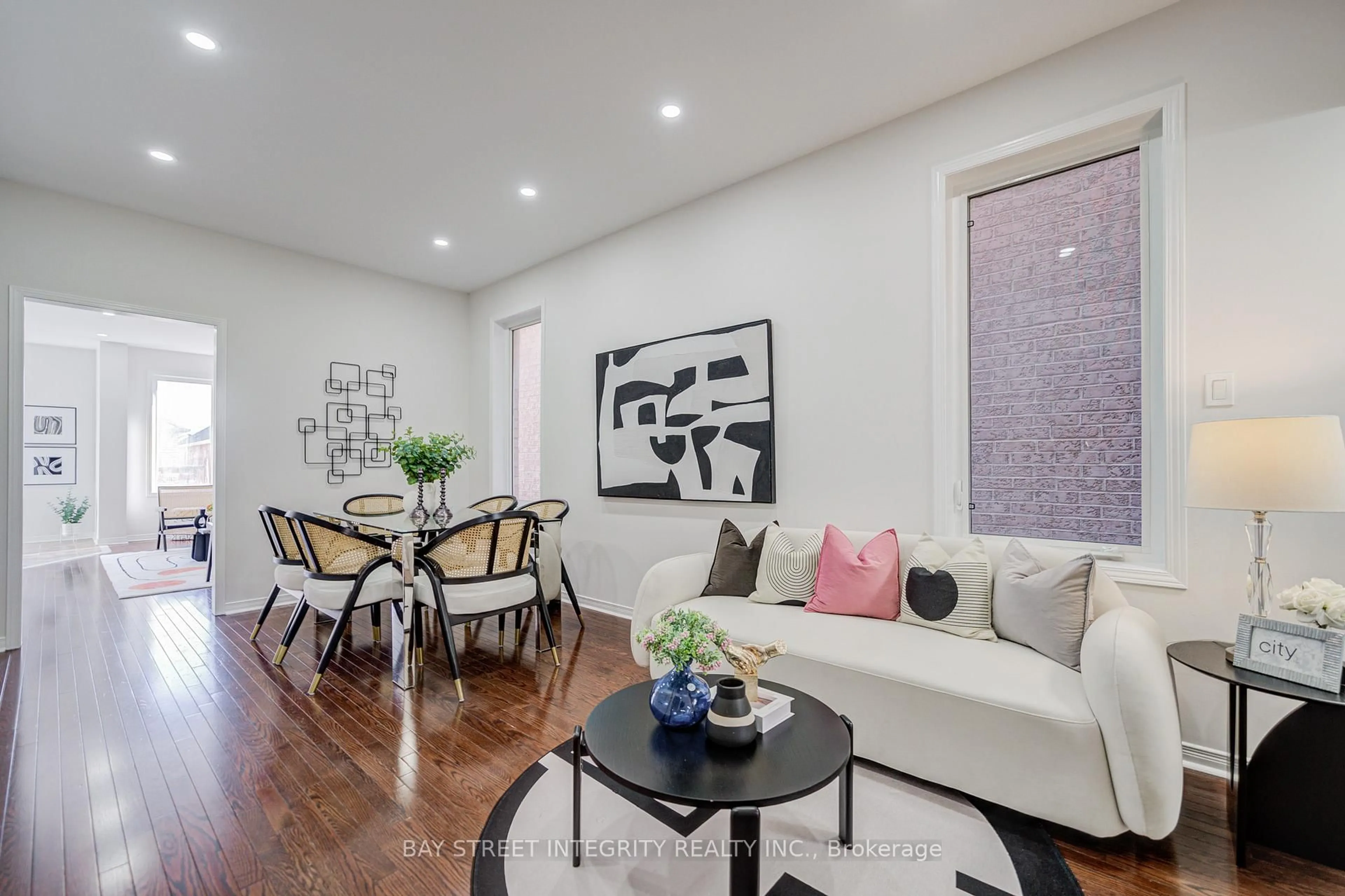 Living room with furniture, wood/laminate floor for 108 Catalpa Cres, Vaughan Ontario L6A 0R5