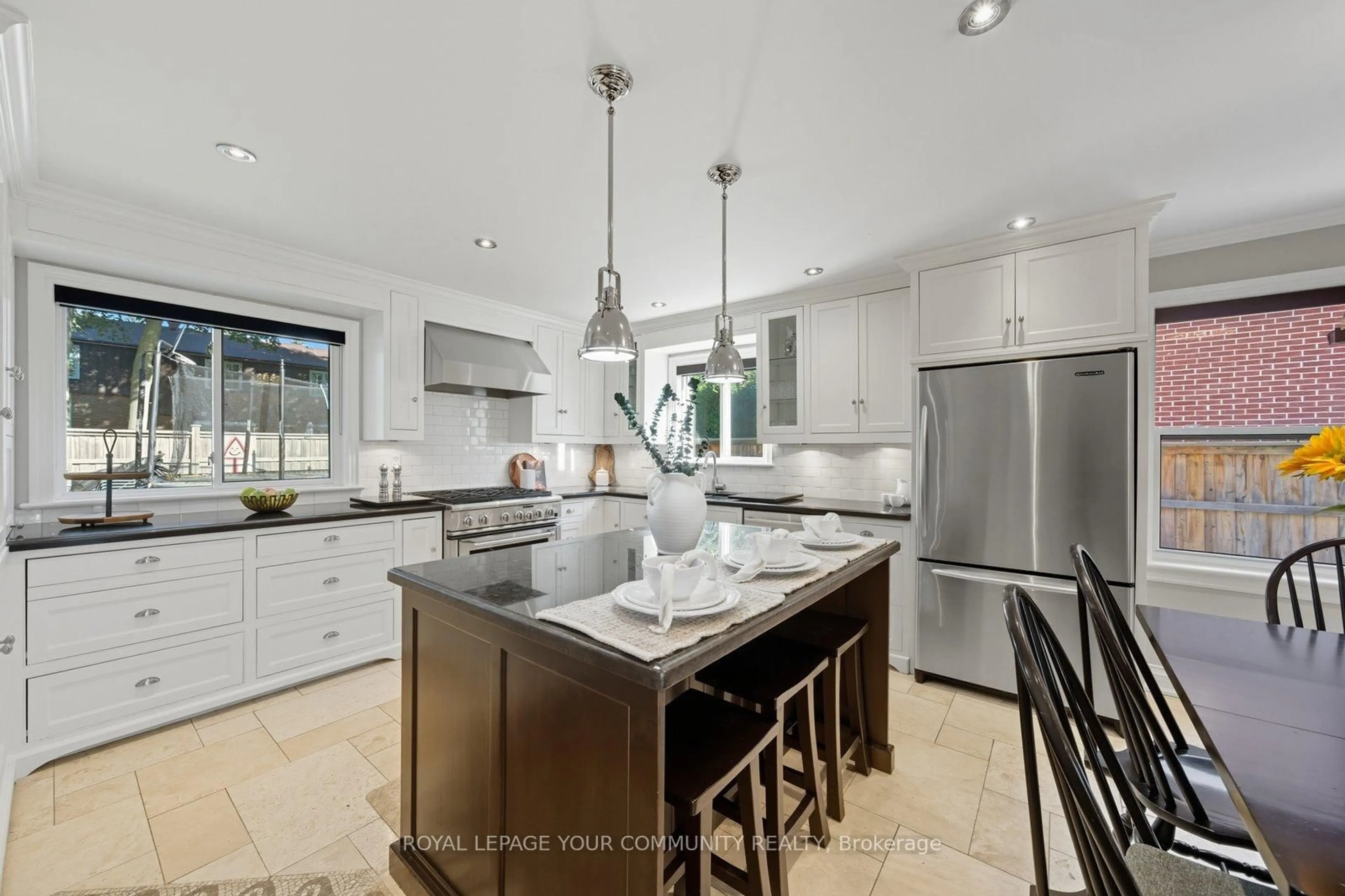 Contemporary kitchen, ceramic/tile floor for 32 Ravengloss Dr, Markham Ontario L3T 4C9