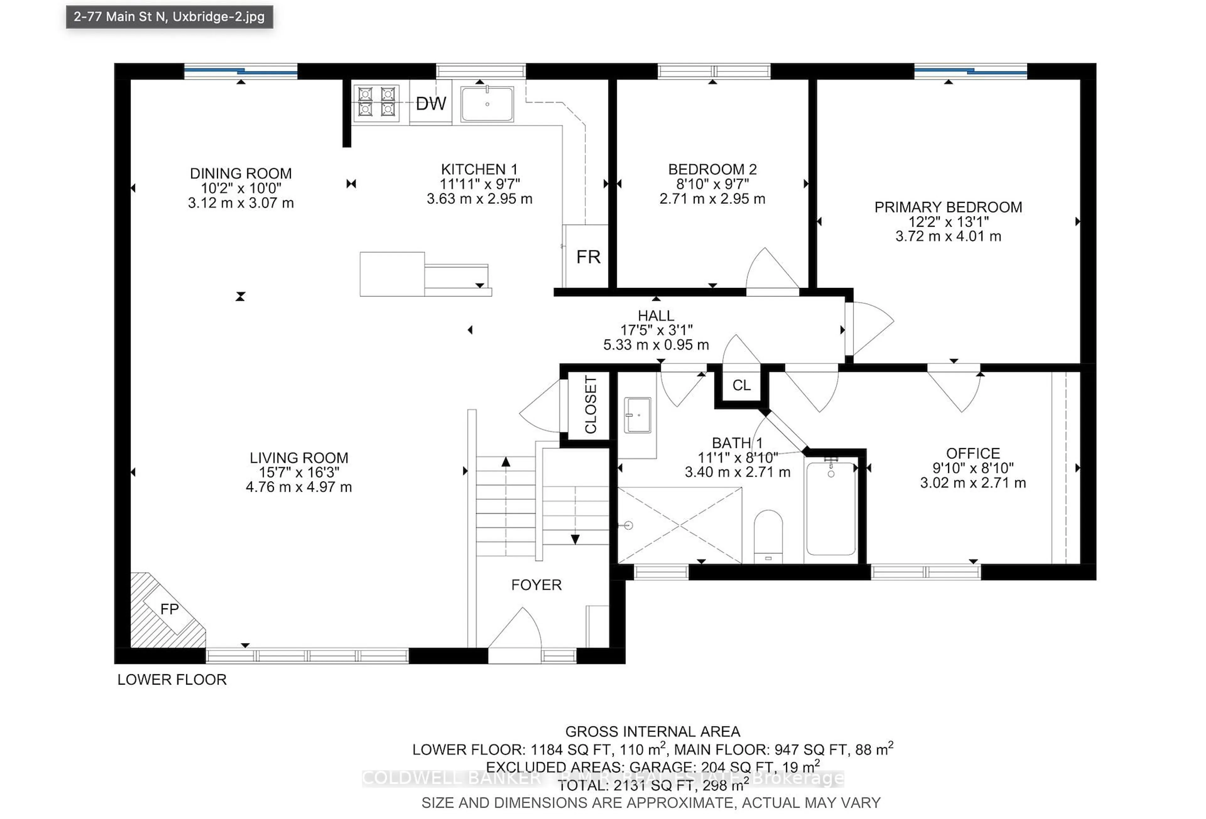 Floor plan for 77 Main St, Uxbridge Ontario L9P 1J7