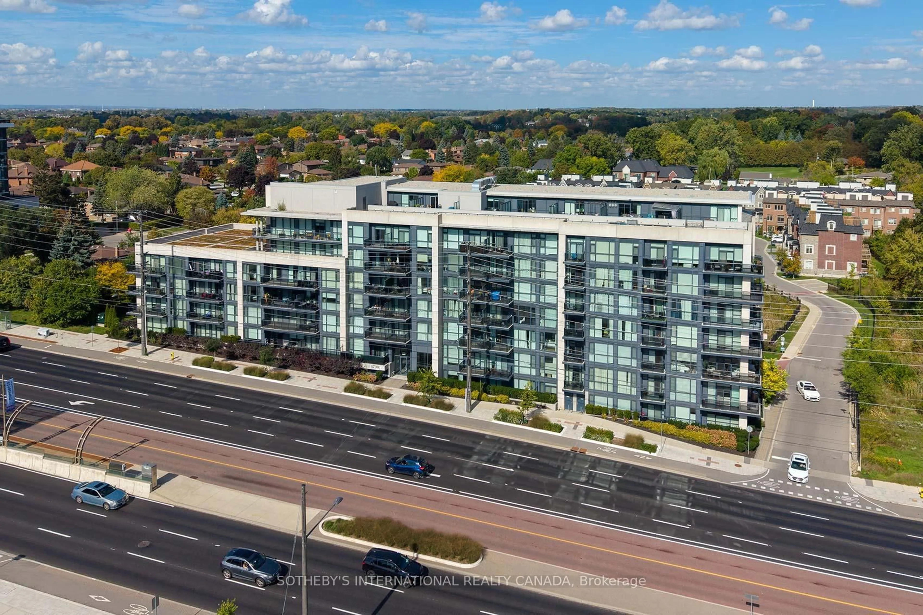 A pic from outside/outdoor area/front of a property/back of a property/a pic from drone, city buildings view from balcony for 4700 Highway 7 Rd #501, Vaughan Ontario L4L 0B4