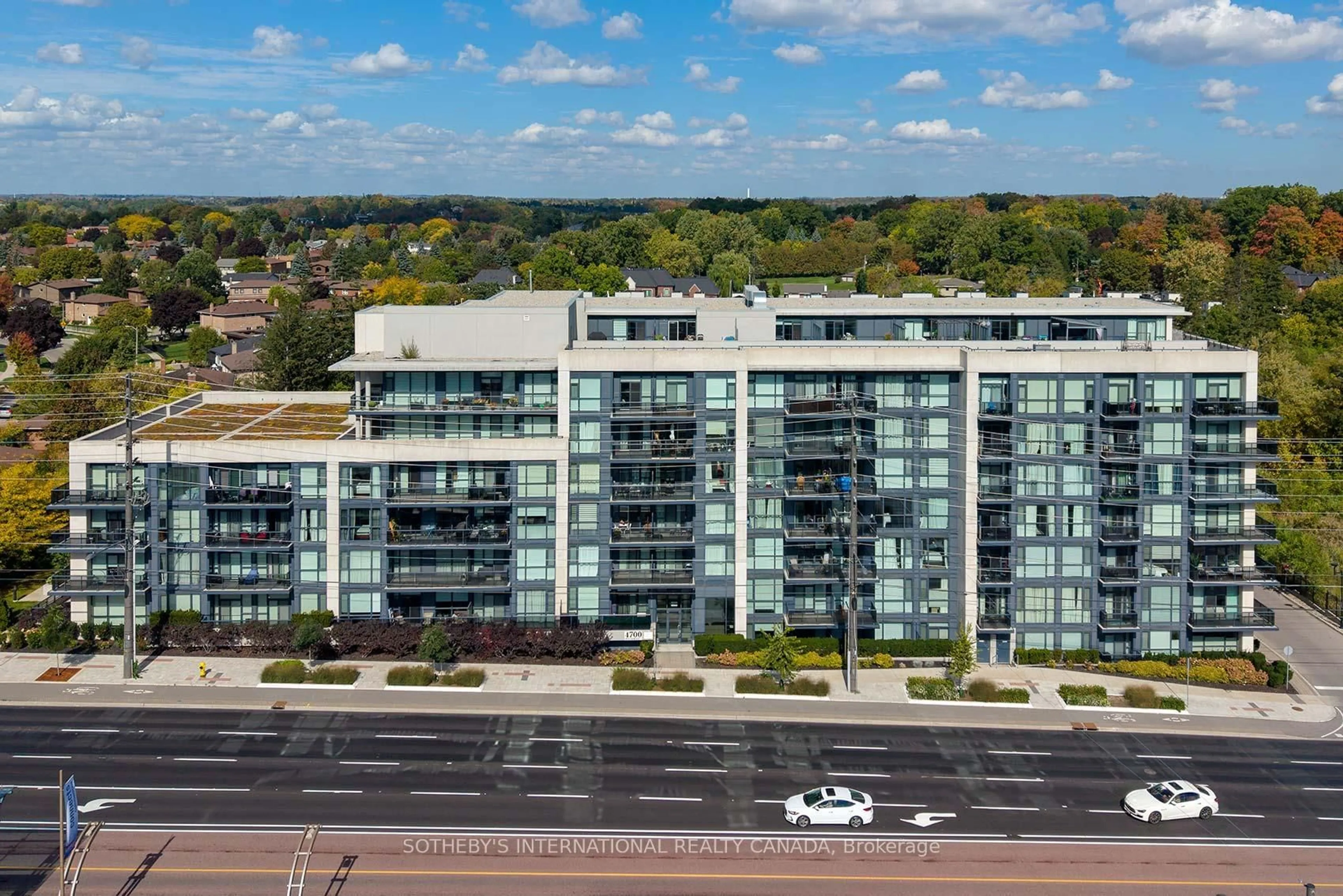A pic from outside/outdoor area/front of a property/back of a property/a pic from drone, city buildings view from balcony for 4700 Highway 7 Rd #501, Vaughan Ontario L4L 0B4
