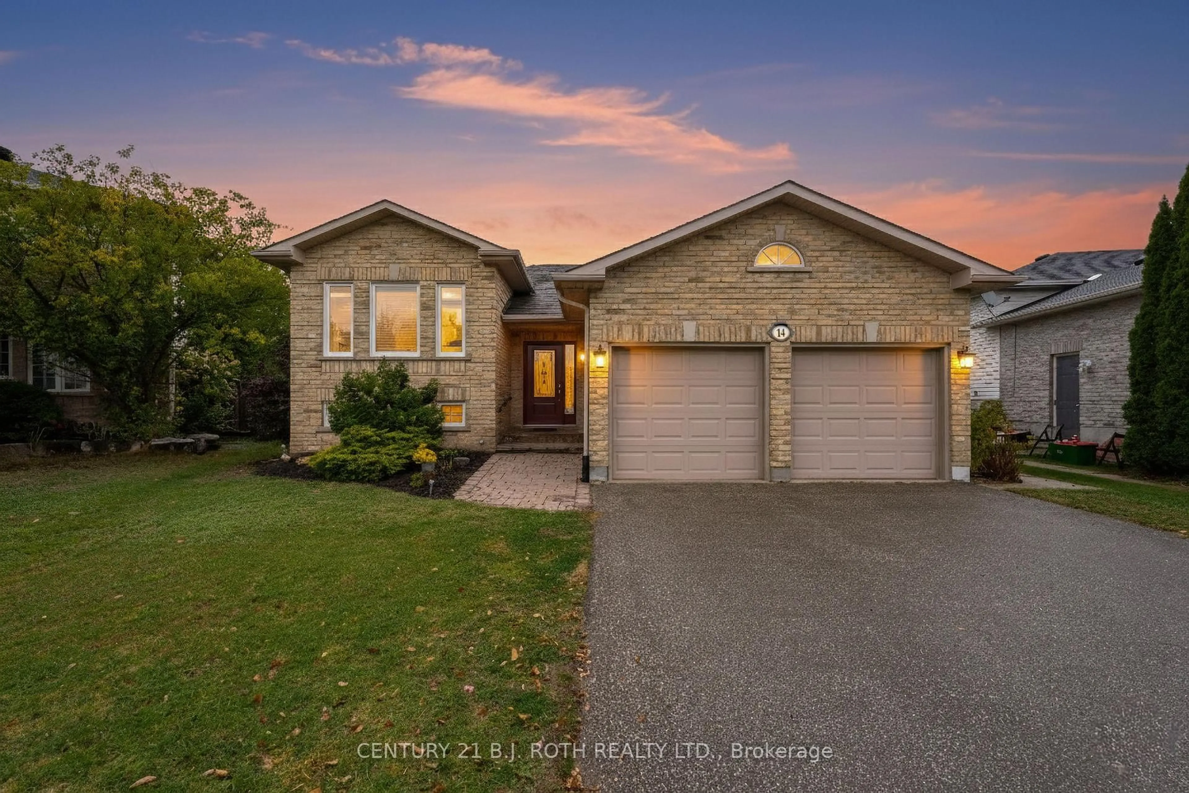 Home with brick exterior material, street for 14 Stonemount Cres, Essa Ontario L0M 1B4