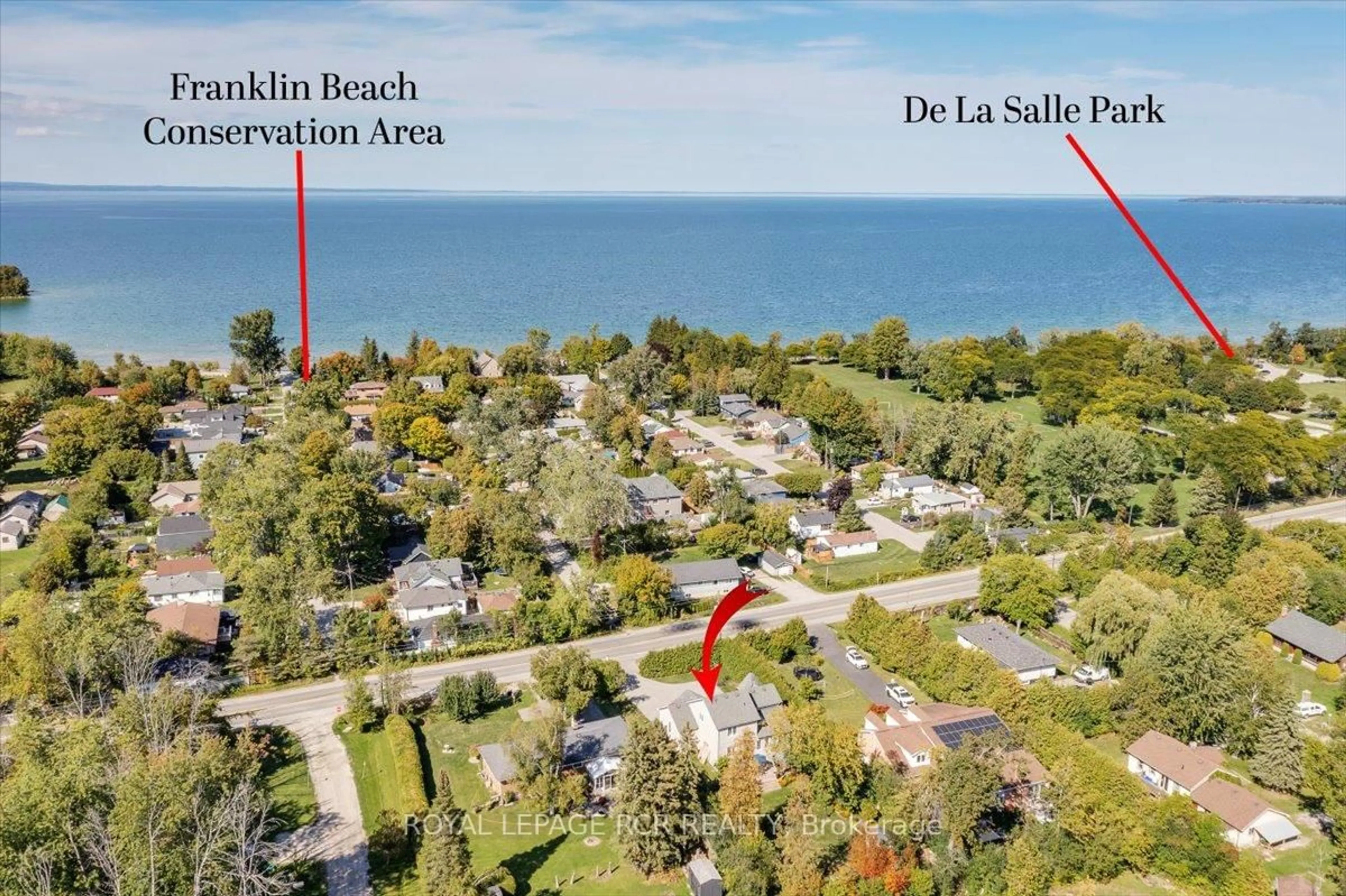 A pic from outside/outdoor area/front of a property/back of a property/a pic from drone, water/lake/river/ocean view for 1903 Metro Rd, Georgina Ontario L0E 1L0