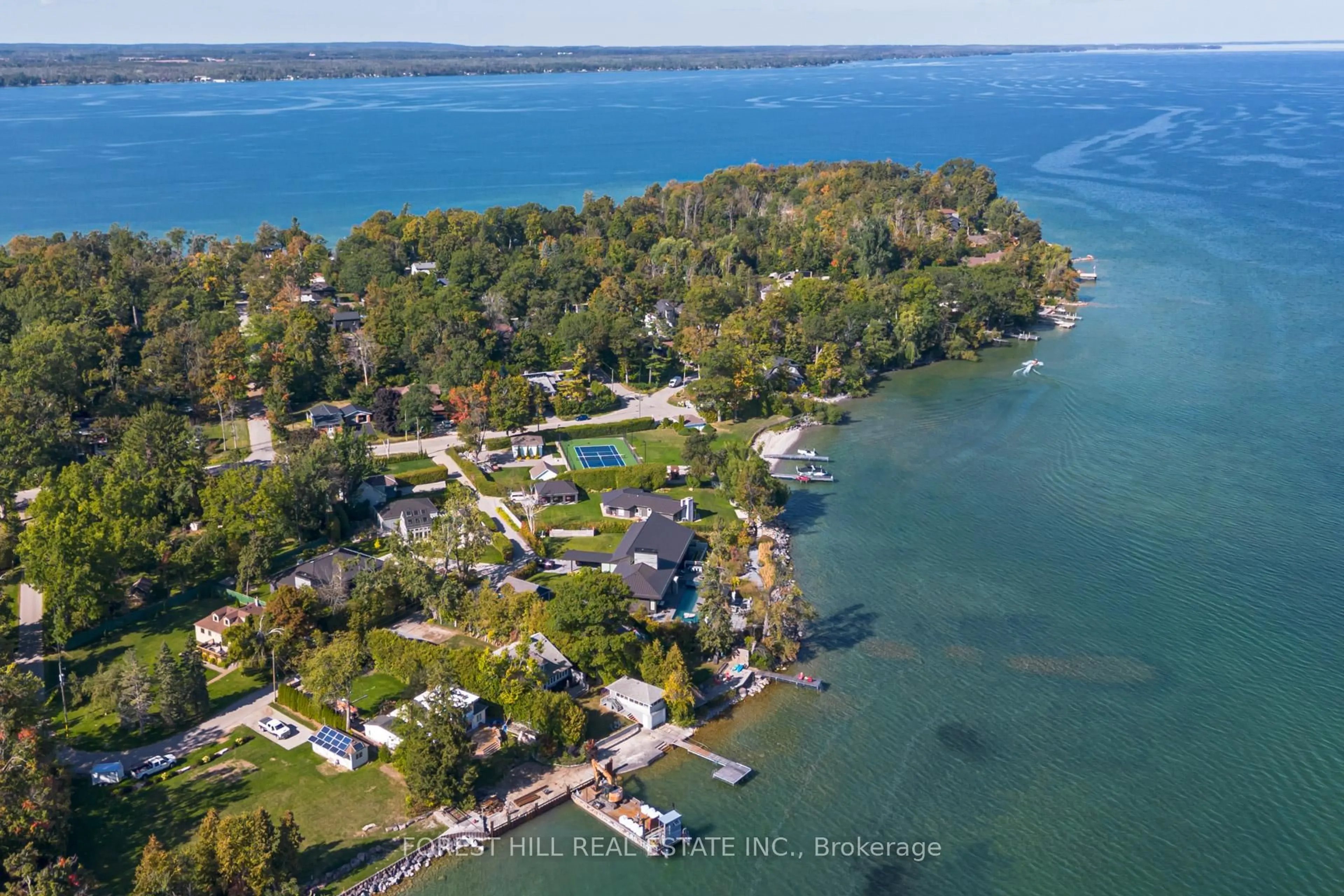 A pic from outside/outdoor area/front of a property/back of a property/a pic from drone, water/lake/river/ocean view for 41 Sunnypoint Dr, Innisfil Ontario L9S 2X4