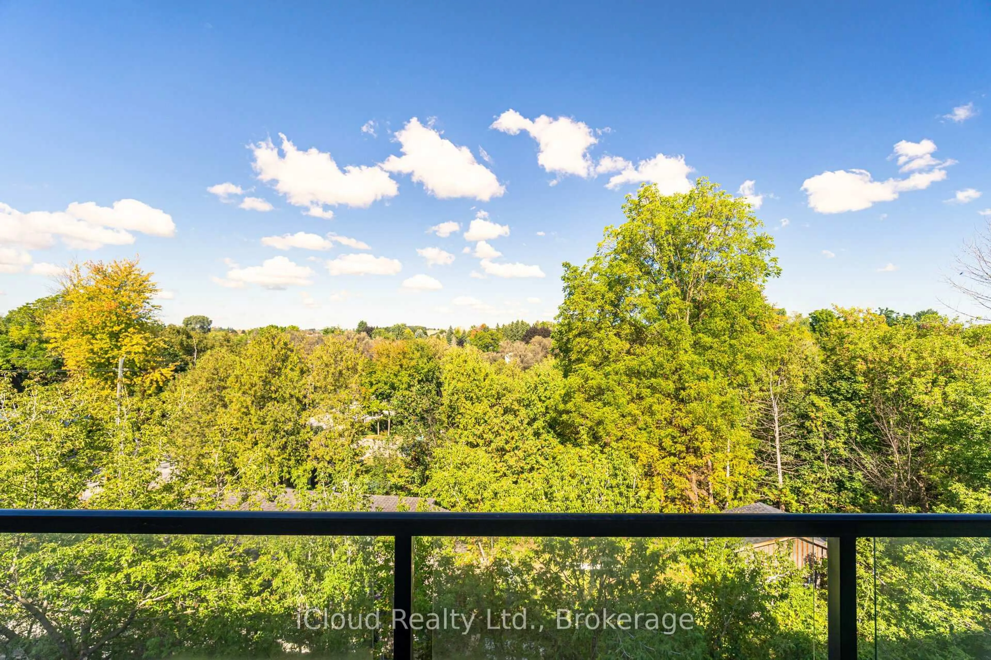 Balcony in the apartment, forest/trees view for 69 Boyne St #402, New Tecumseth Ontario L9R 0N5