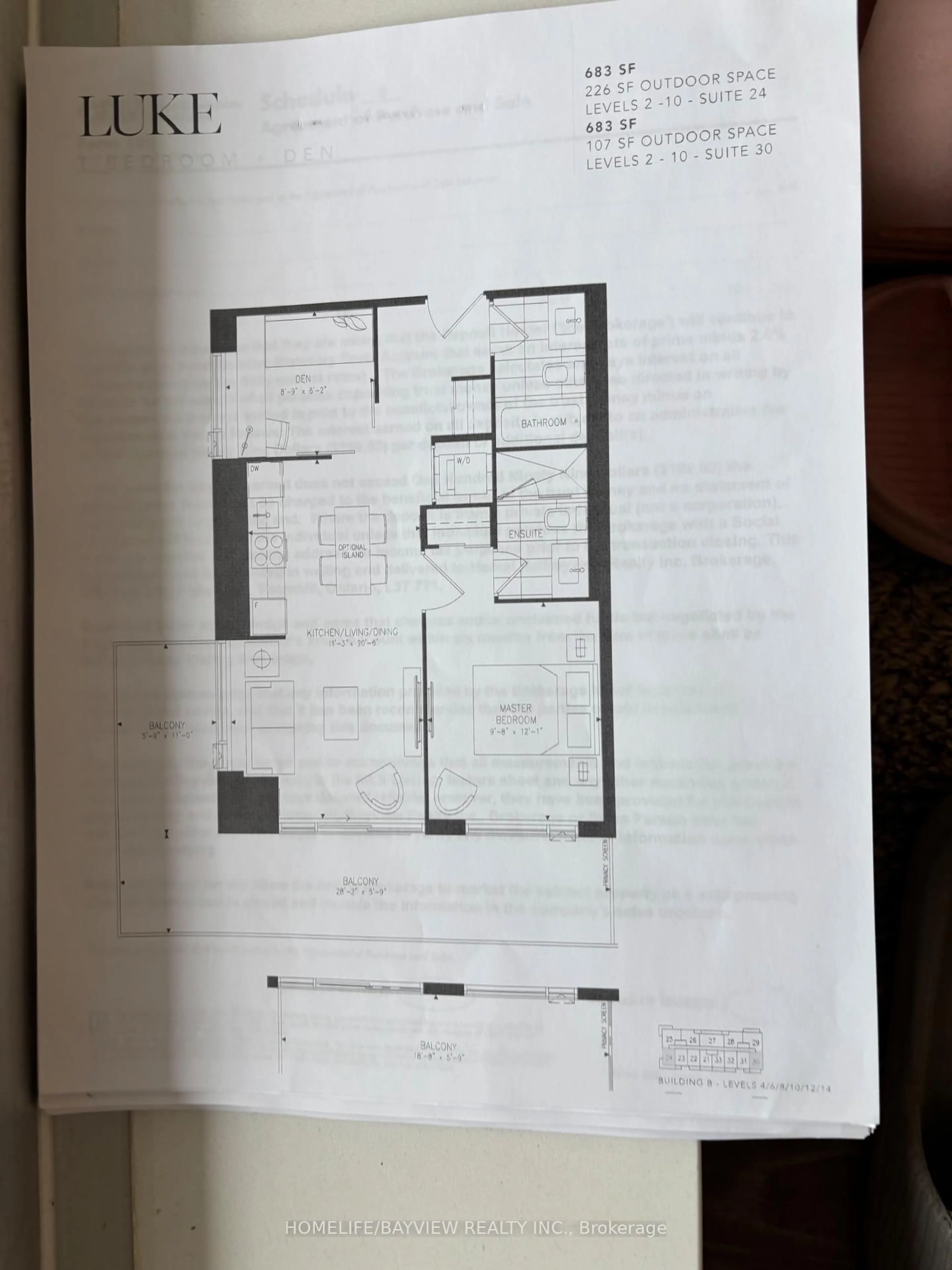 Floor plan for 2 David Eyer Rd #930, Richmond Hill Ontario L4S 0N6