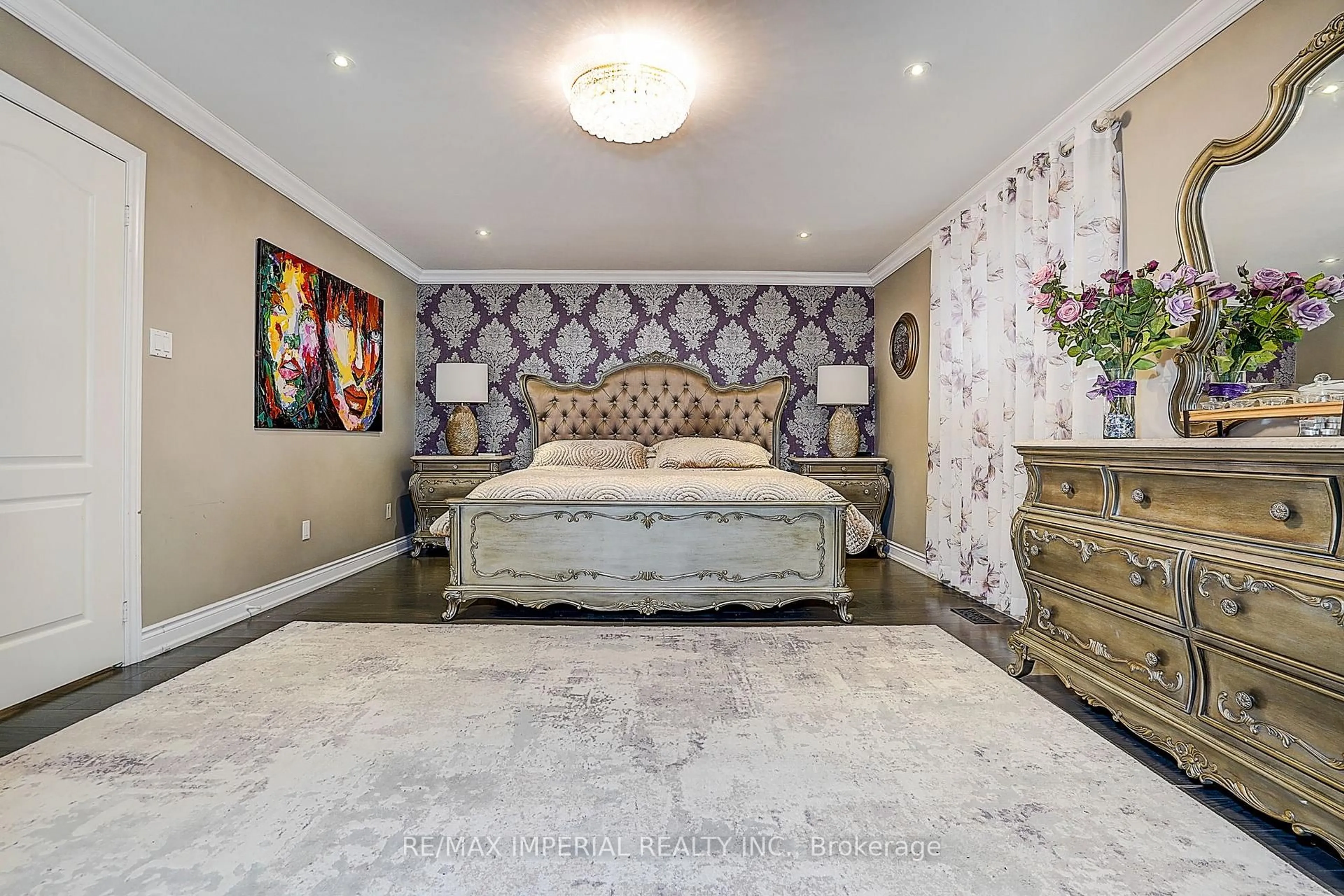 Bedroom with bed, carpet floor for 32 Brandon Gate Dr, Vaughan Ontario L6A 2L4