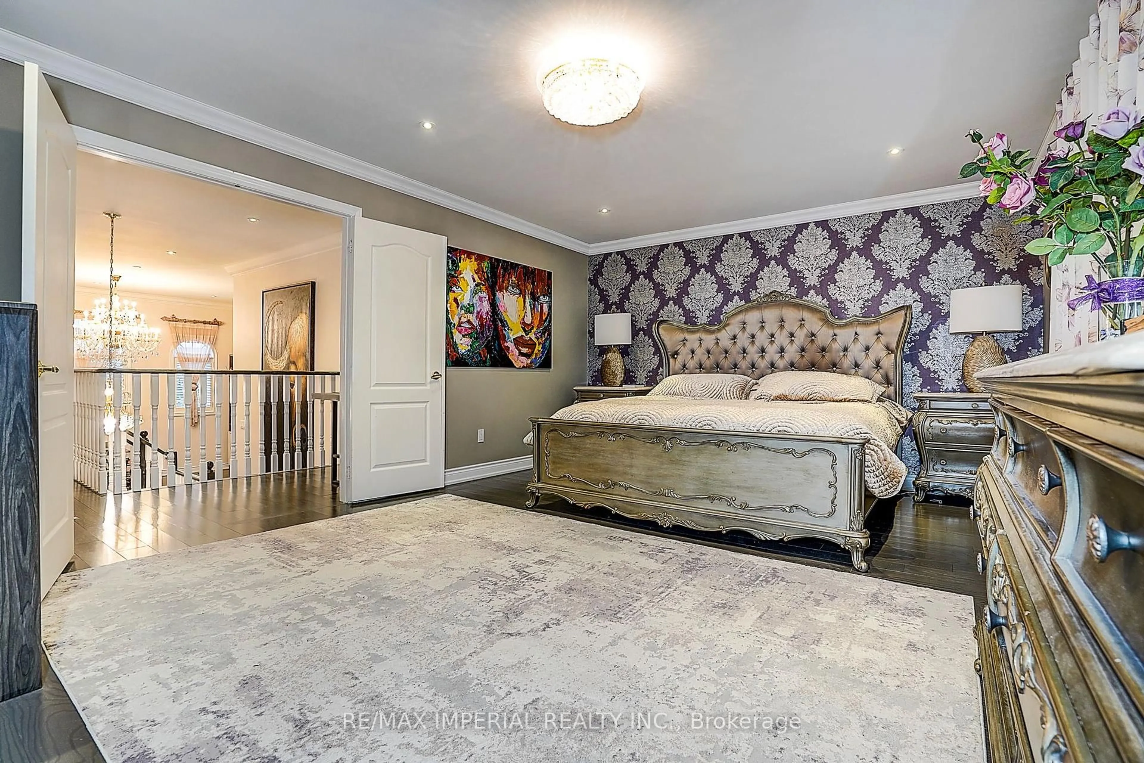 Bedroom with bed, carpet floor for 32 Brandon Gate Dr, Vaughan Ontario L6A 2L4