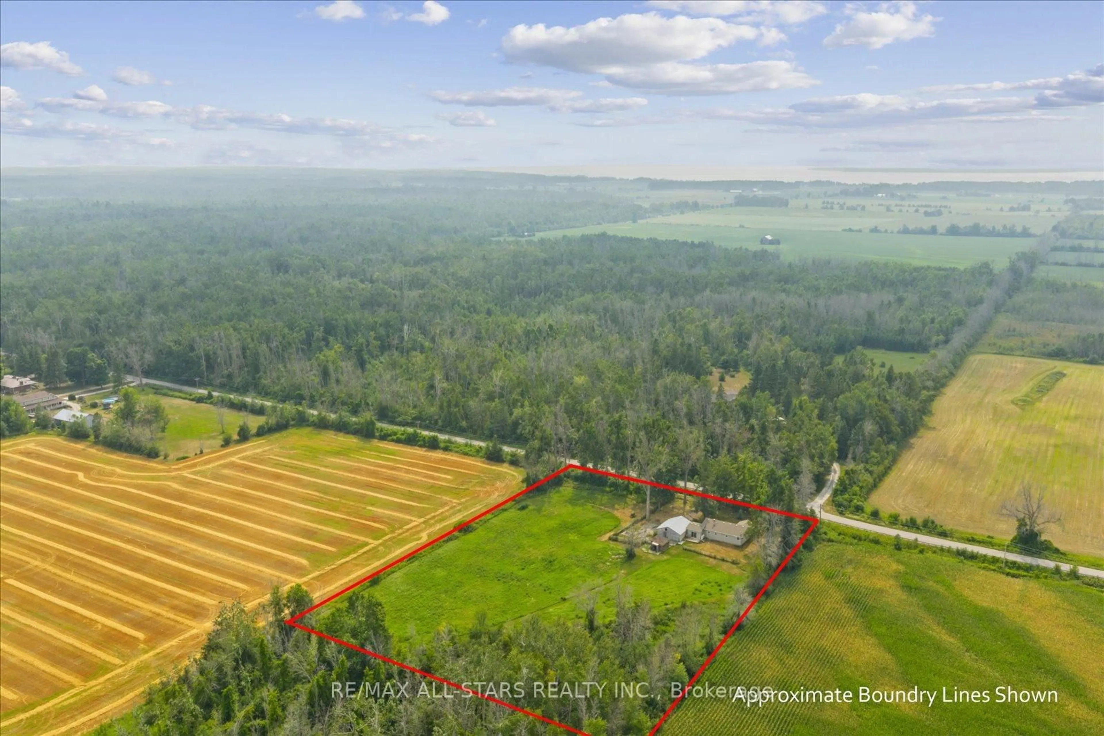 A pic from outside/outdoor area/front of a property/back of a property/a pic from drone, forest/trees view for 32805 Thorah Sdrd, Brock Ontario L0K 1A0